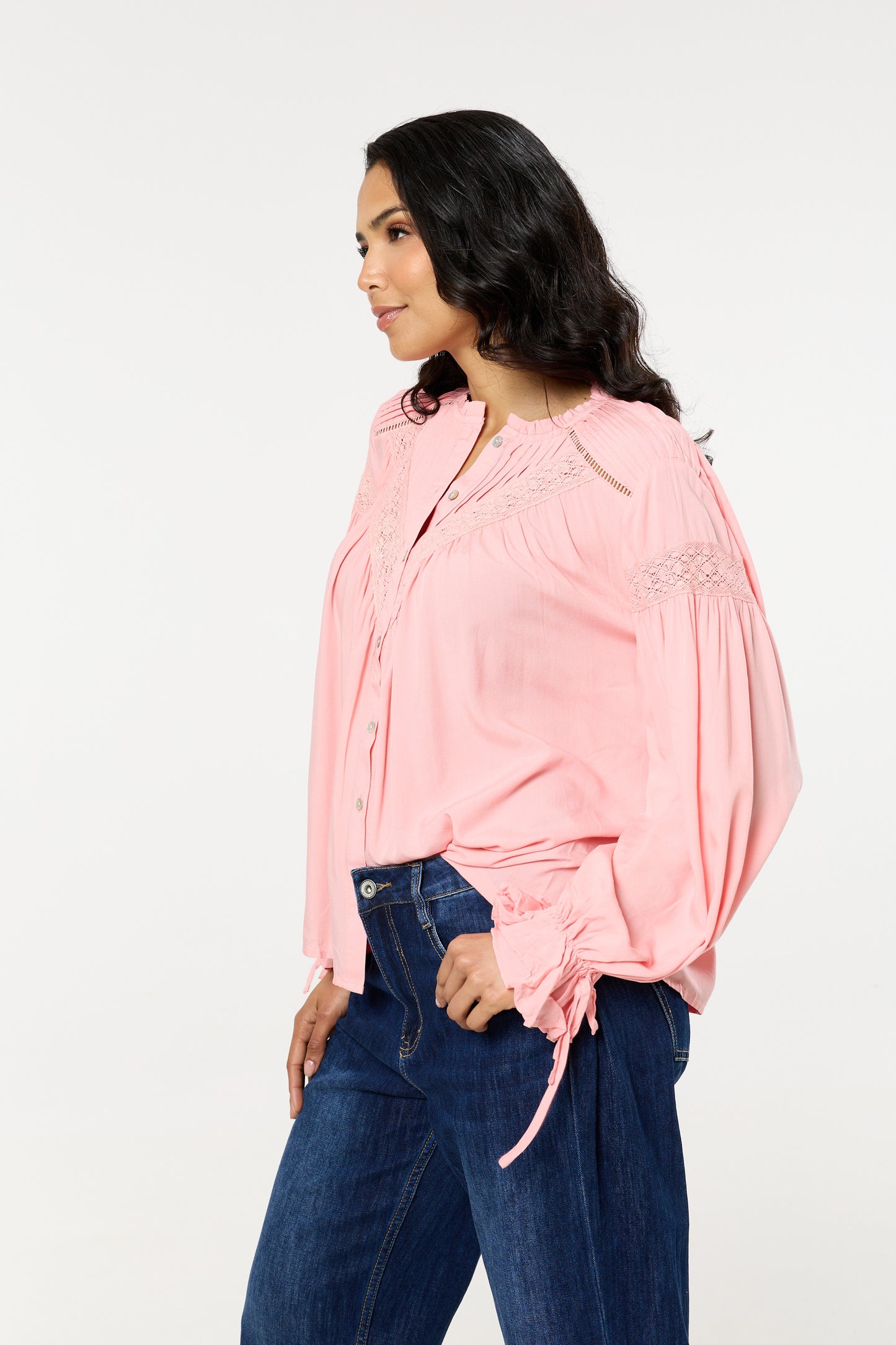 
                  
                    Light Pink Lace Detail Shirt
                  
                