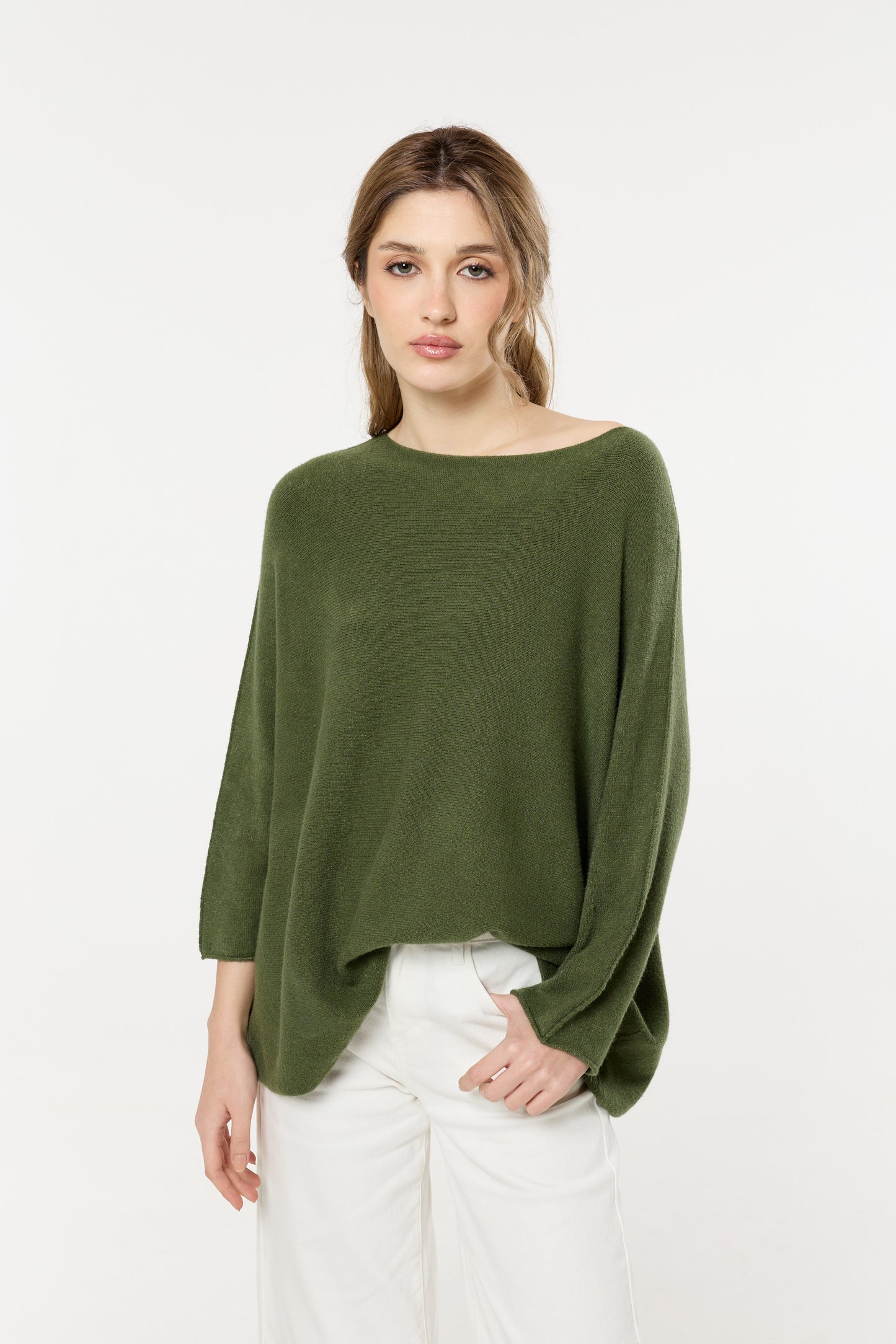 
                  
                    Khaki Off Shoulder Relaxed Knit Jumper
                  
                