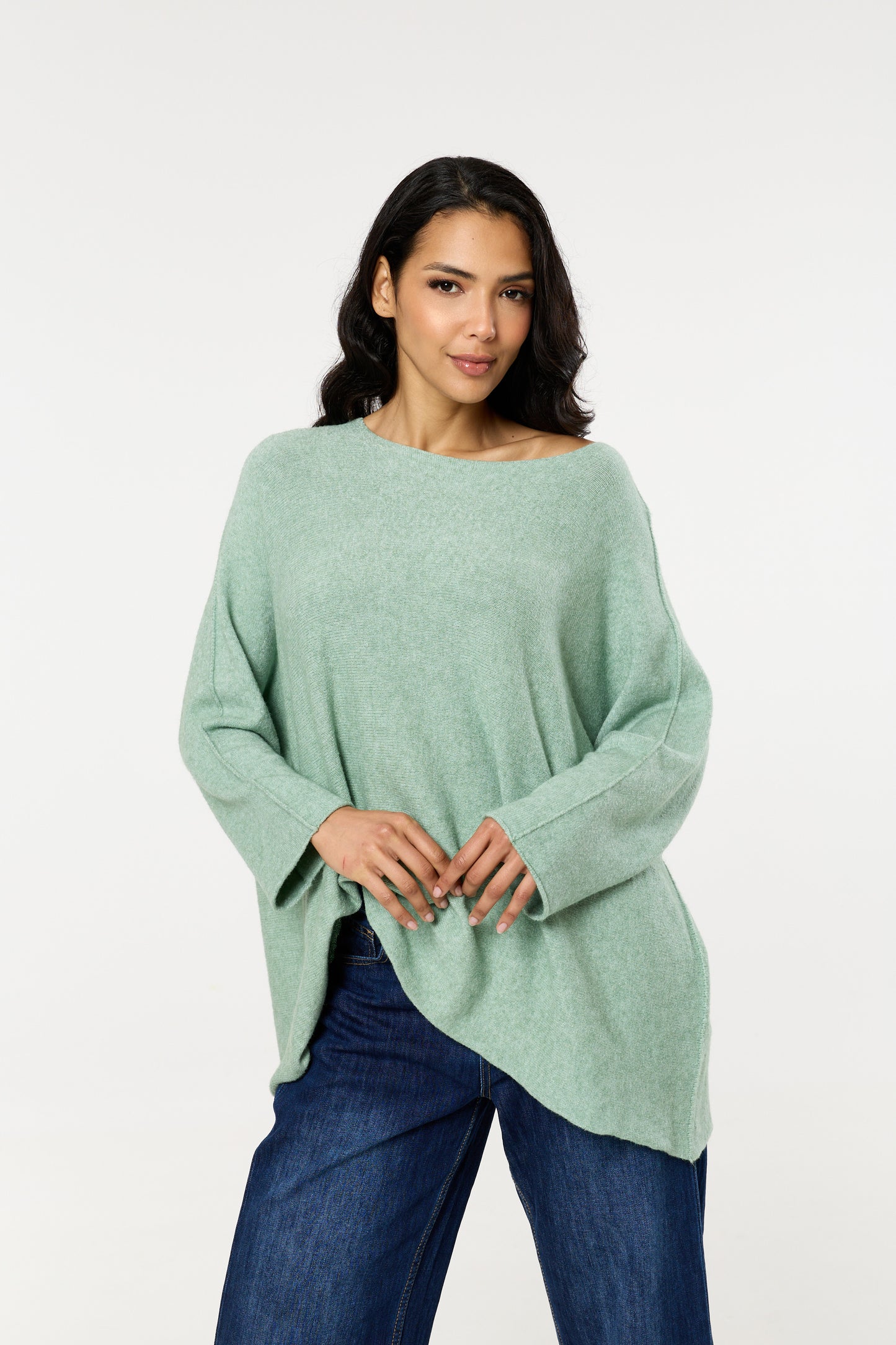 
                  
                    Light Green Off Shoulder Relaxed Knit Jumper
                  
                