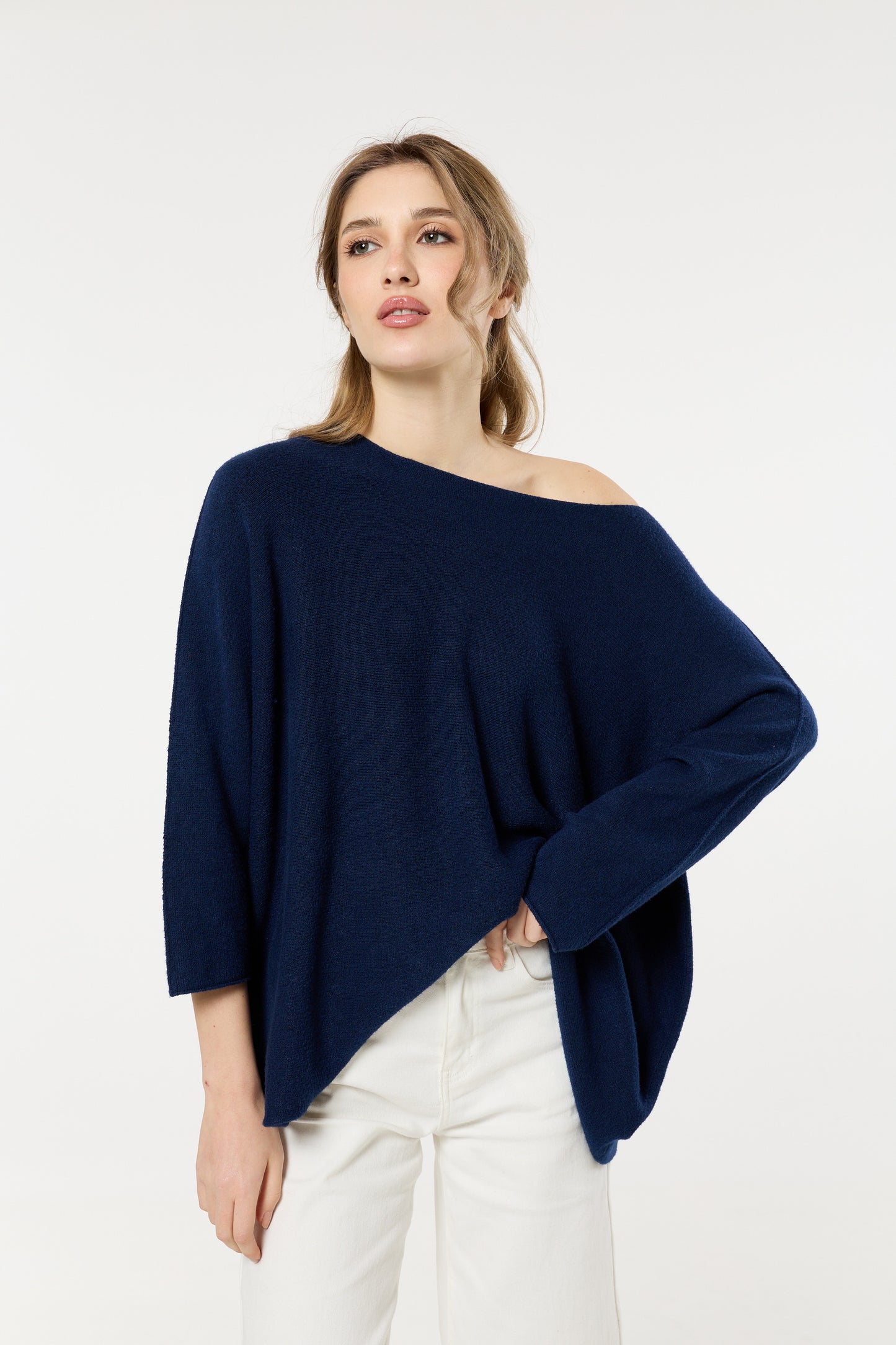 
                  
                    Navy Off Shoulder Relaxed Knit Jumper
                  
                