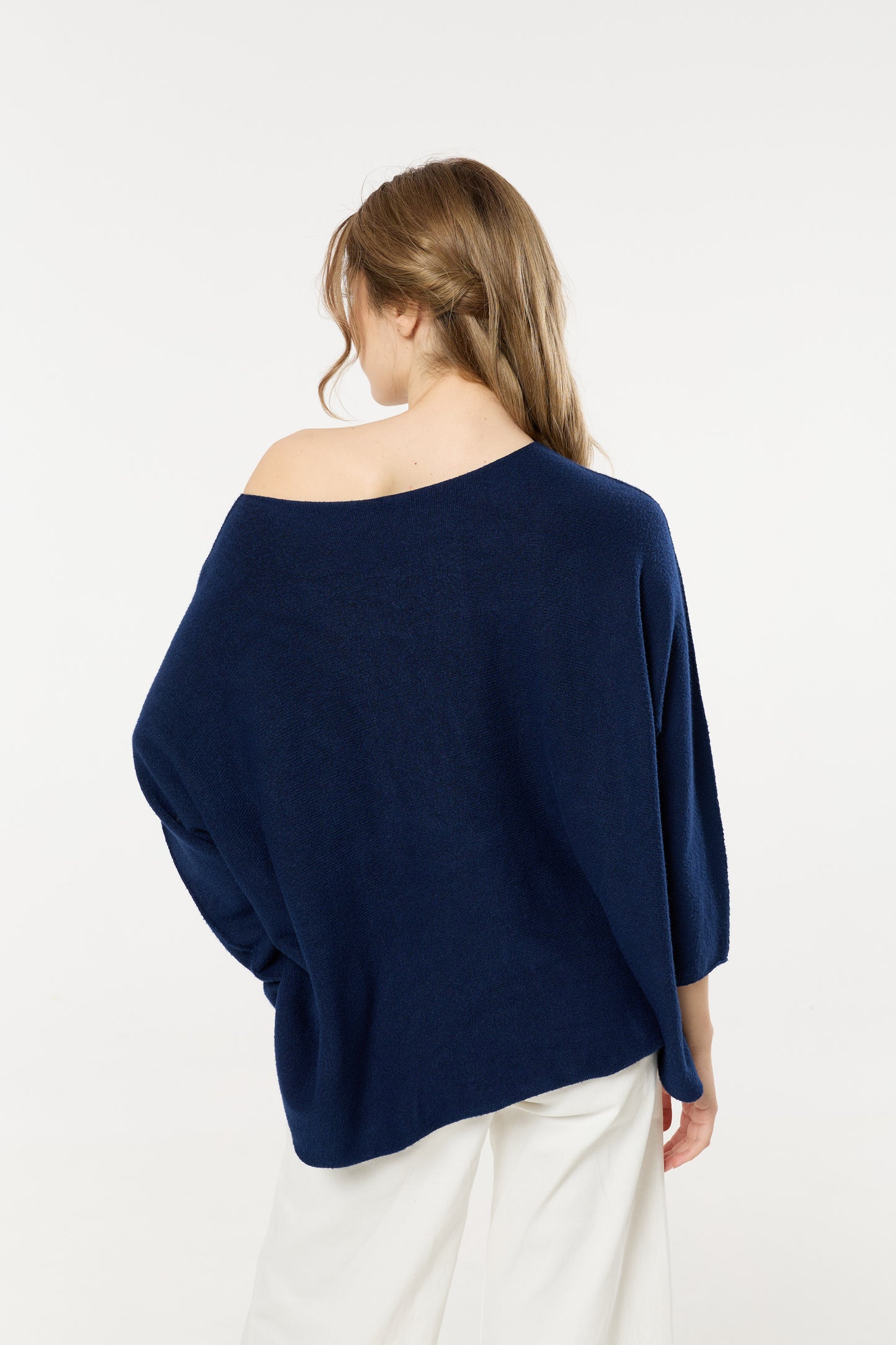 
                  
                    Navy Off Shoulder Relaxed Knit Jumper
                  
                