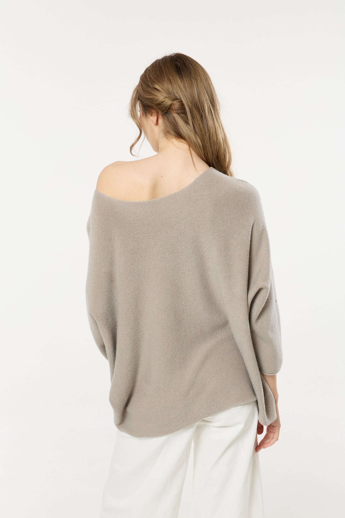 
                  
                    Beige Off Shoulder Relaxed Knit Jumper
                  
                