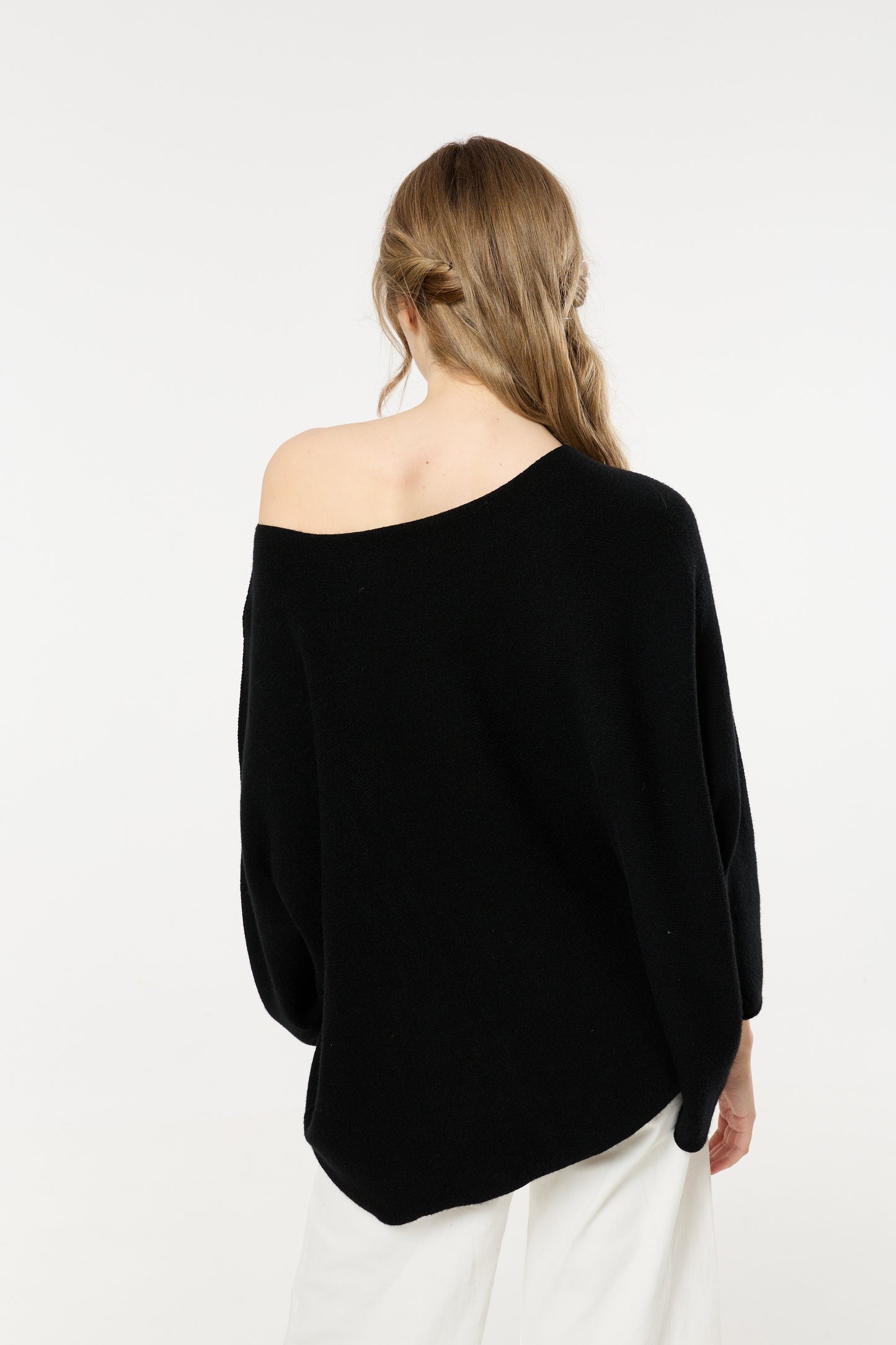 
                  
                    Black Off Shoulder Relaxed Knit Jumper
                  
                