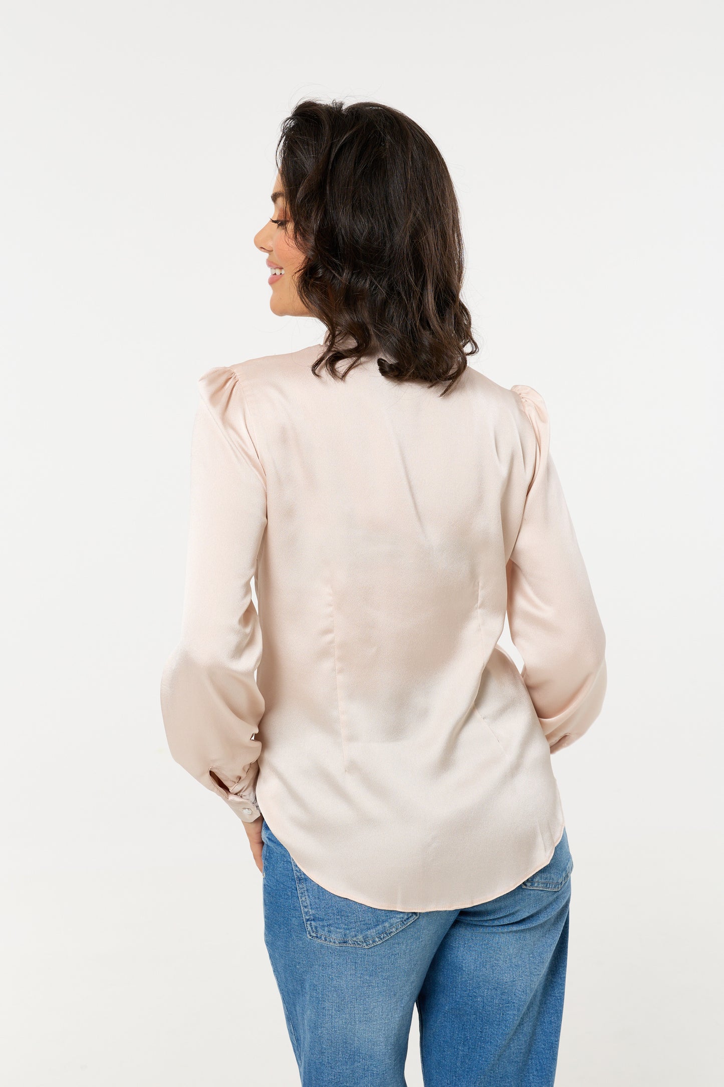 
                  
                    Champagne Satin Pussybow Blouse
                  
                