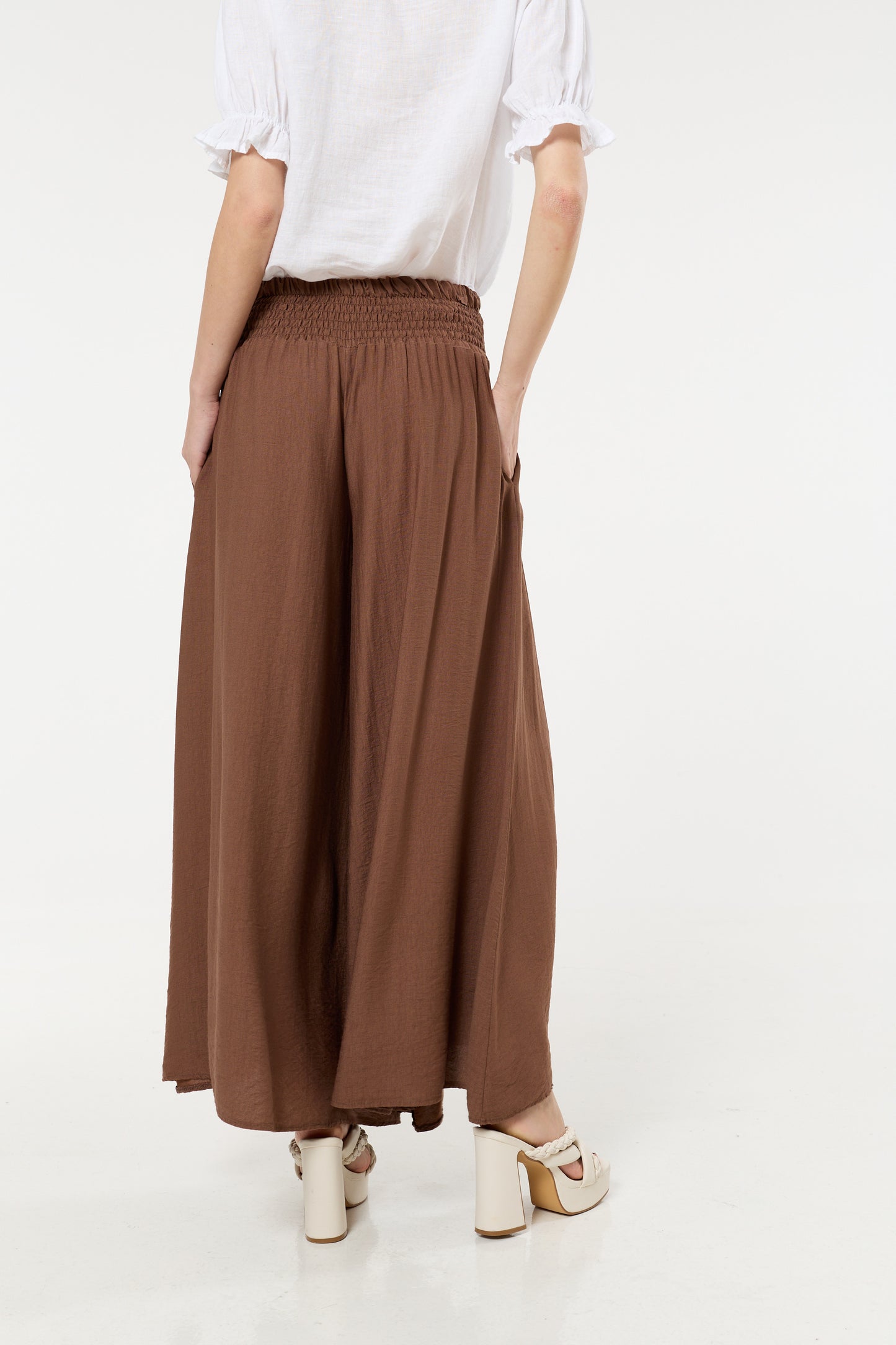 
                  
                    Brown Smocked Wide Leg Trousers
                  
                
