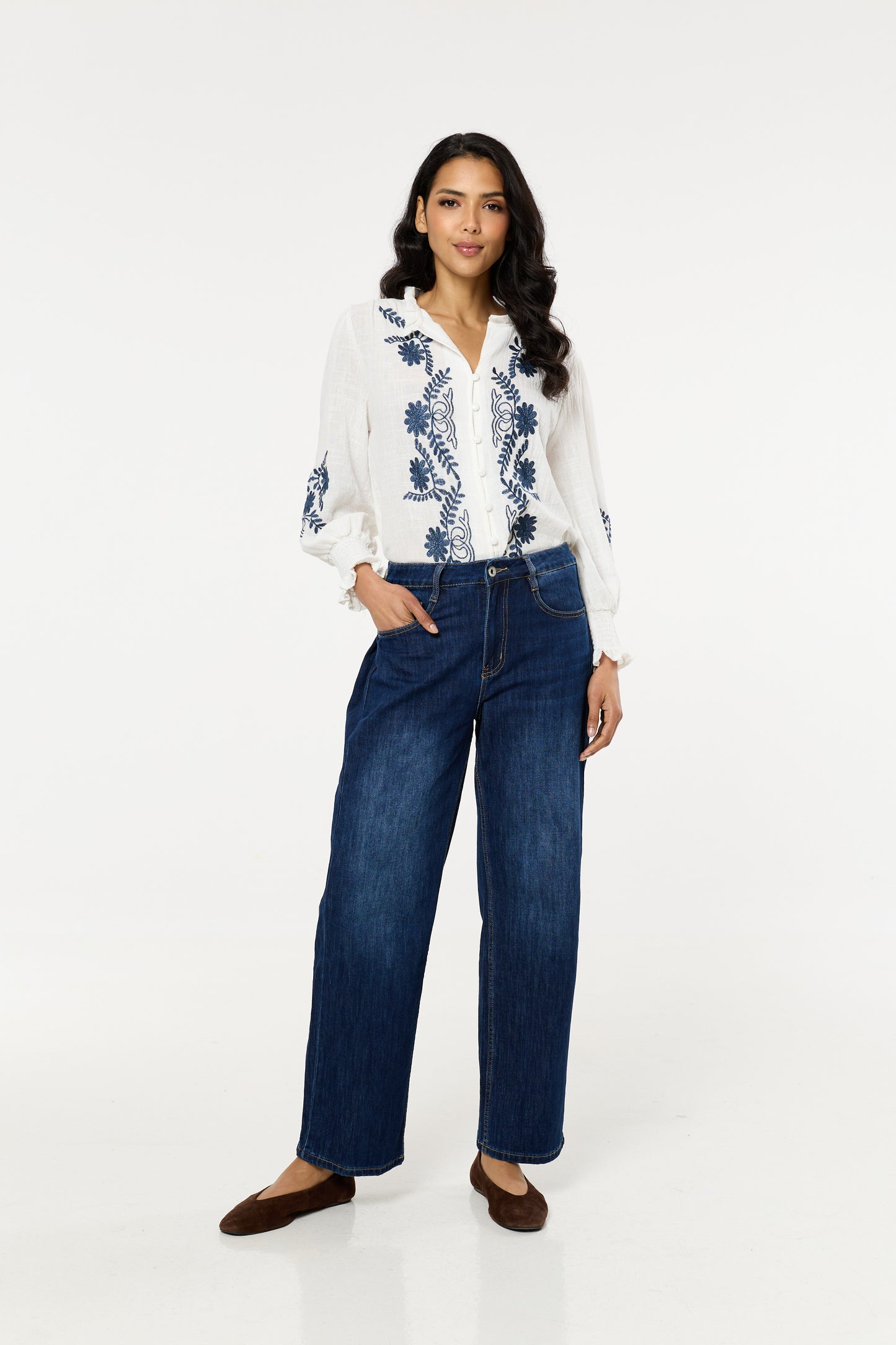 
                  
                    Dark Wash Wide Leg Denim Jeans
                  
                