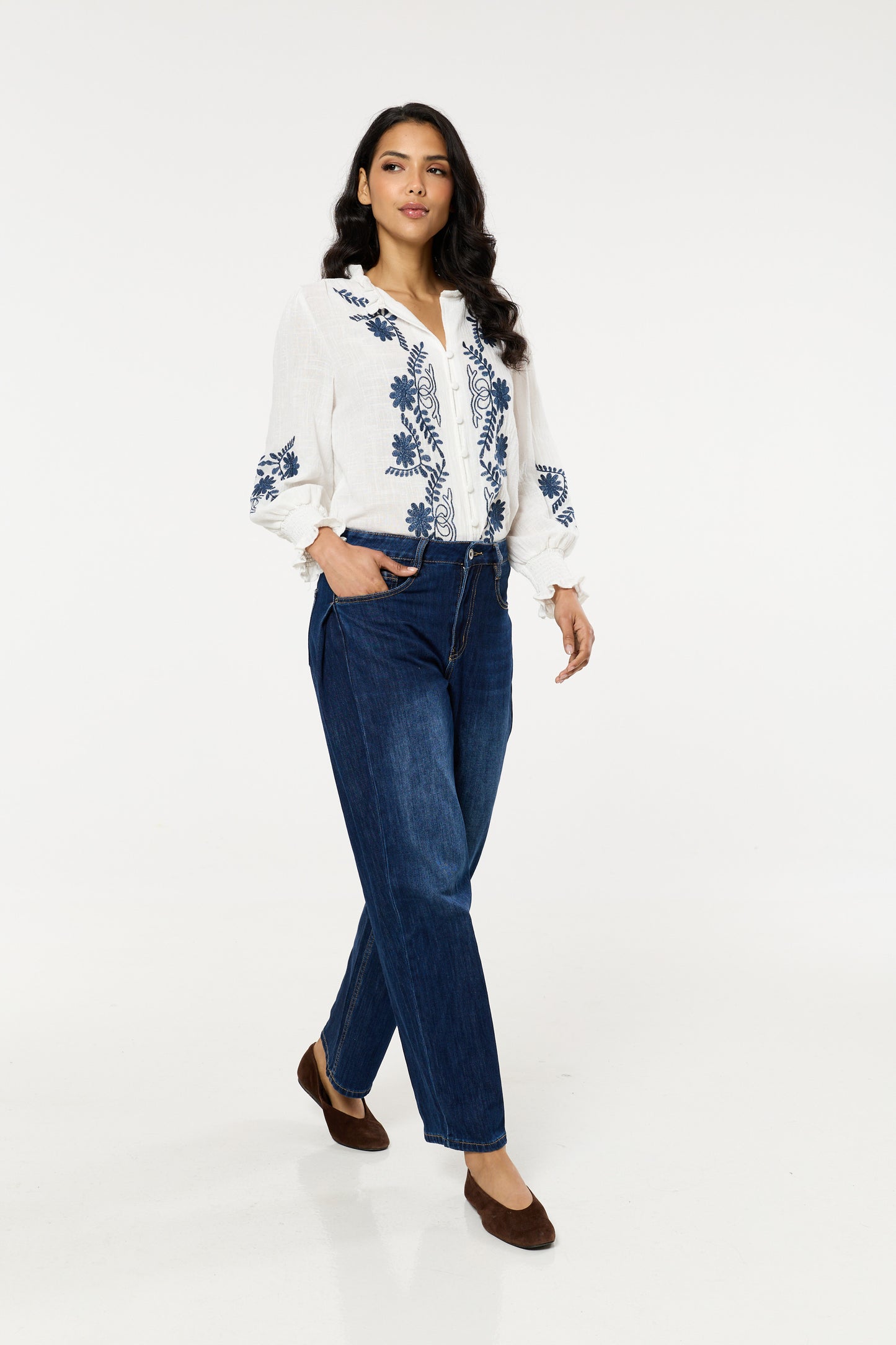 
                  
                    Dark Wash Wide Leg Denim Jeans
                  
                
