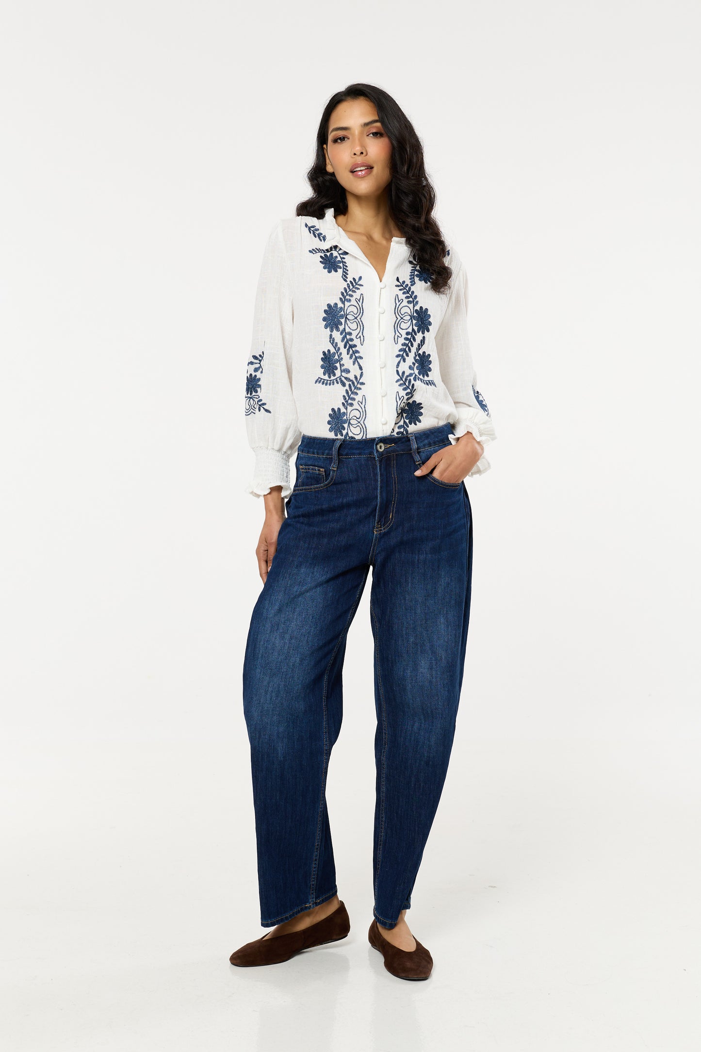 
                  
                    Dark Wash Wide Leg Denim Jeans
                  
                