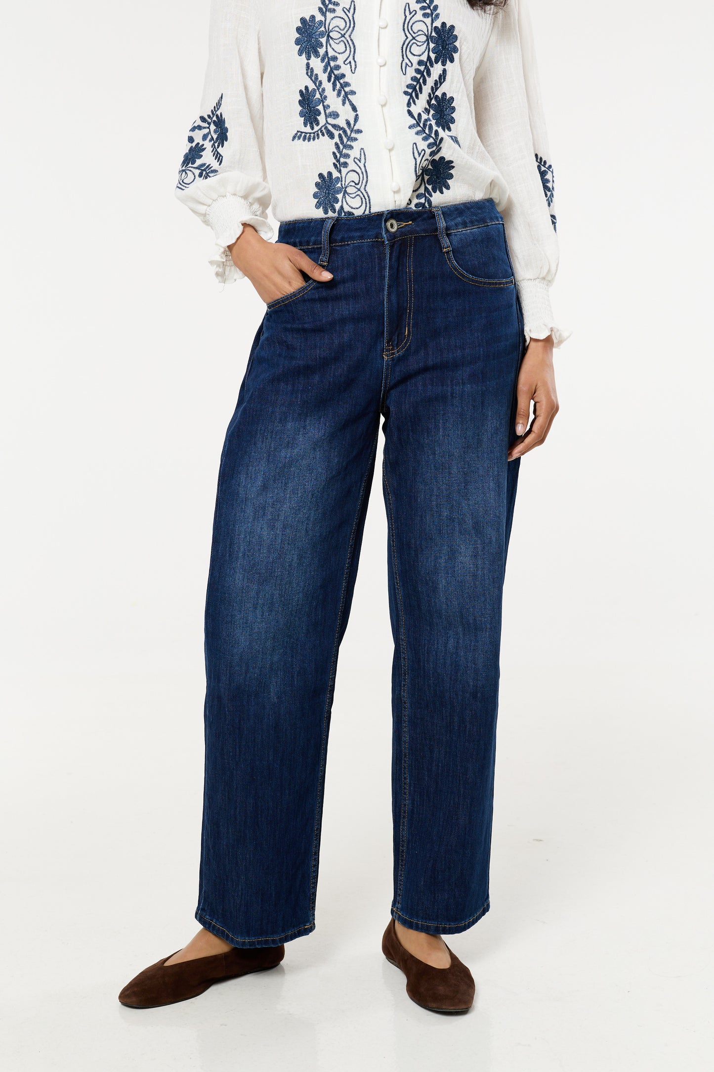 
                  
                    Dark Wash Wide Leg Denim Jeans
                  
                