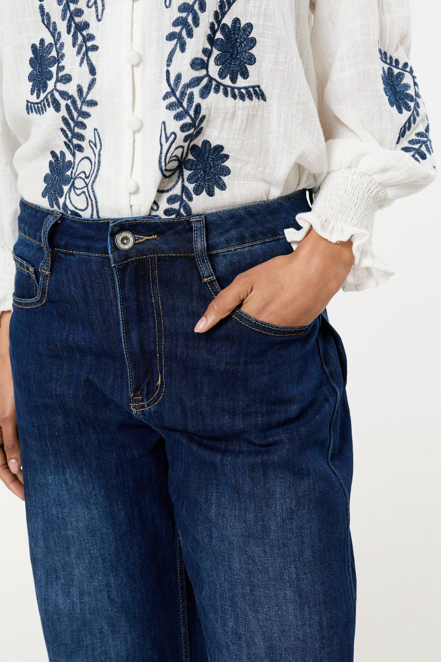 
                  
                    Dark Wash Wide Leg Denim Jeans
                  
                