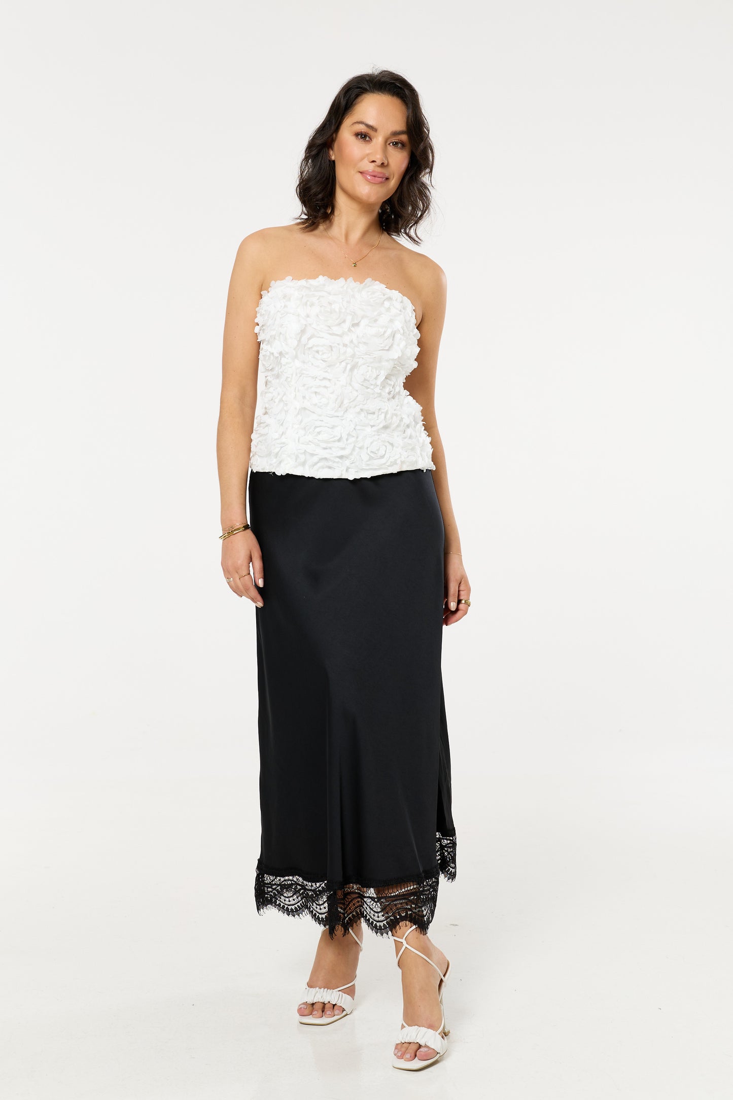 
                  
                    White Floral Applique Bandeau Top
                  
                