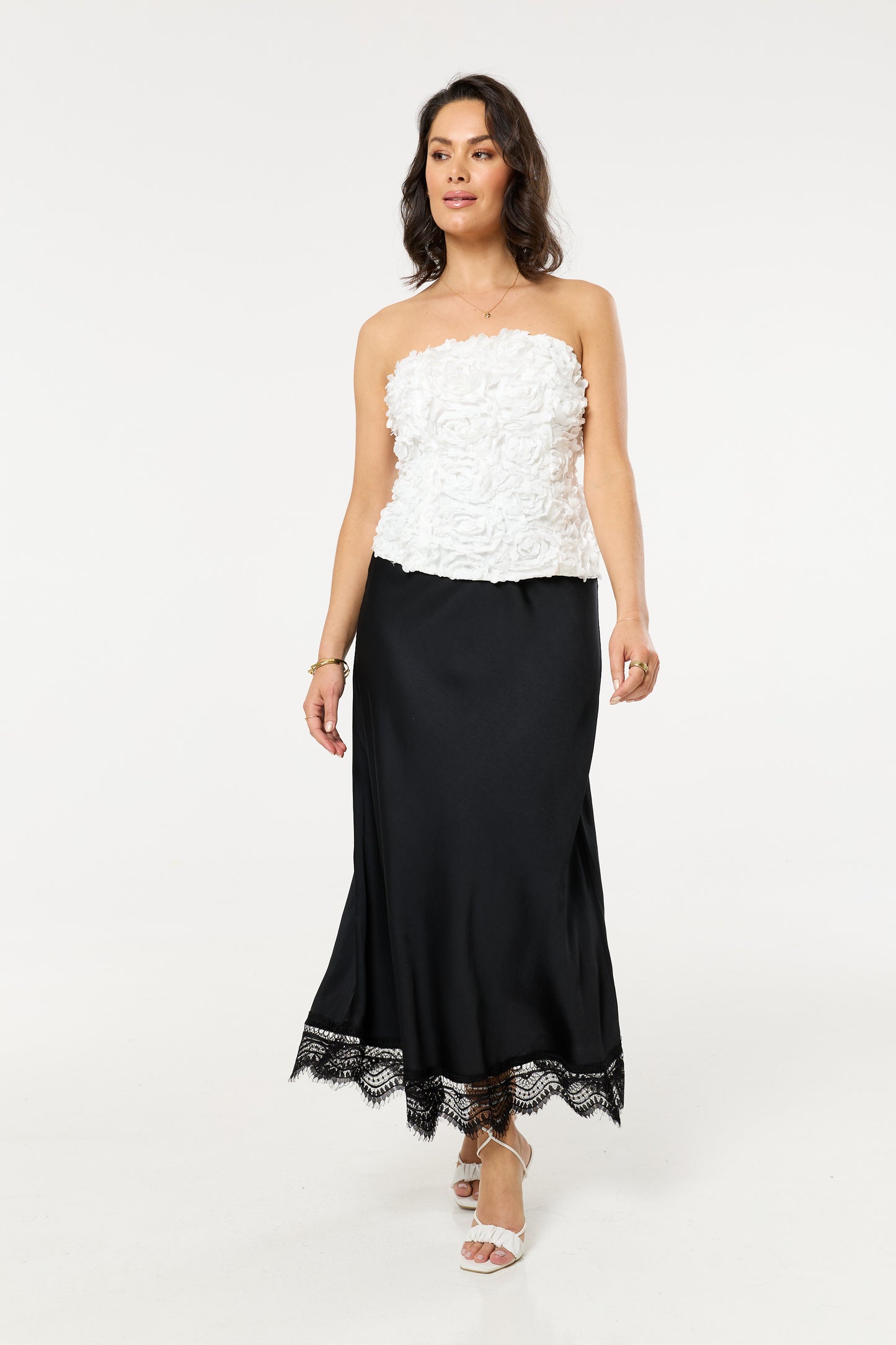 
                  
                    White Floral Applique Bandeau Top
                  
                