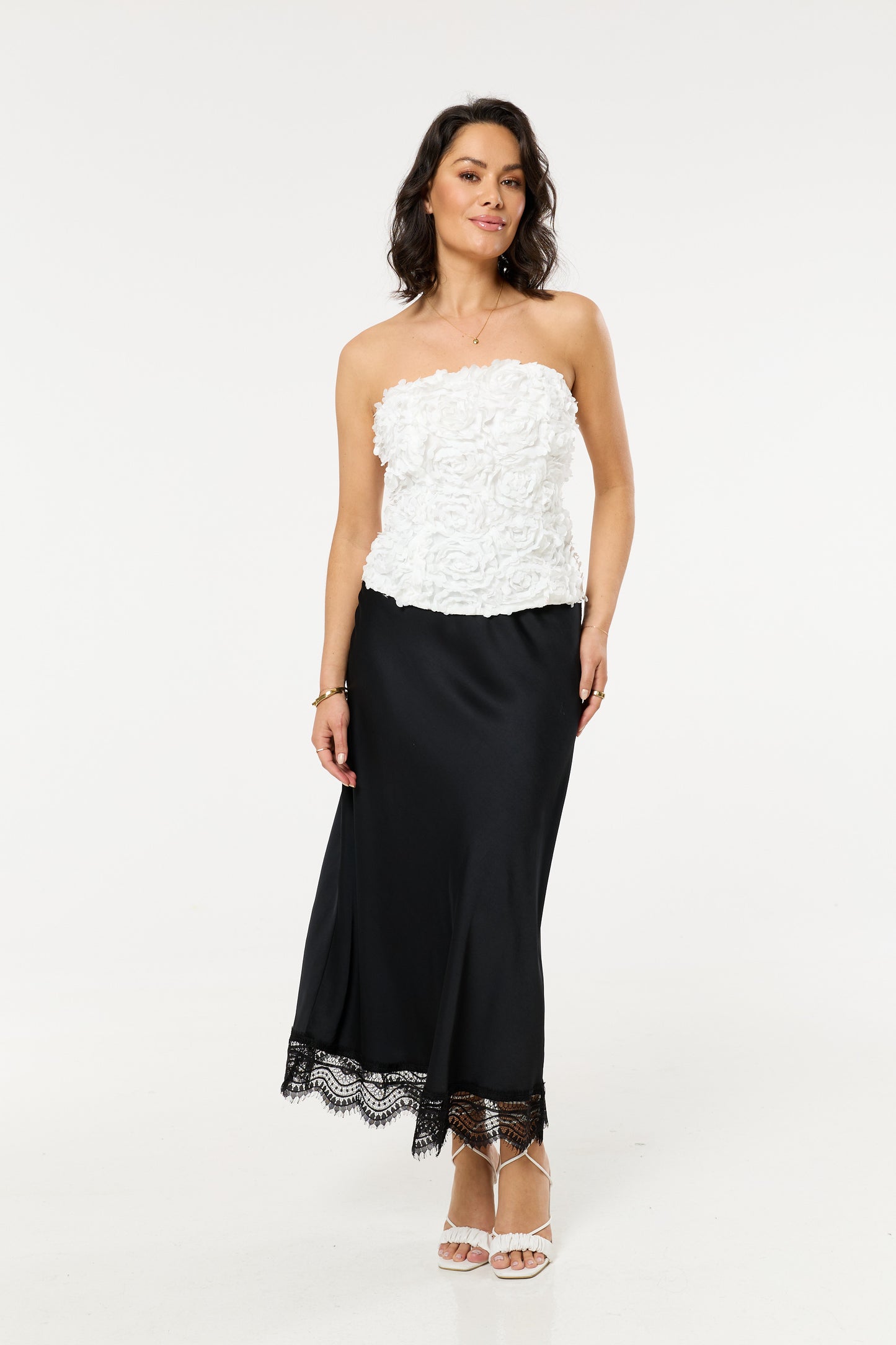 
                  
                    White Floral Applique Bandeau Top
                  
                
