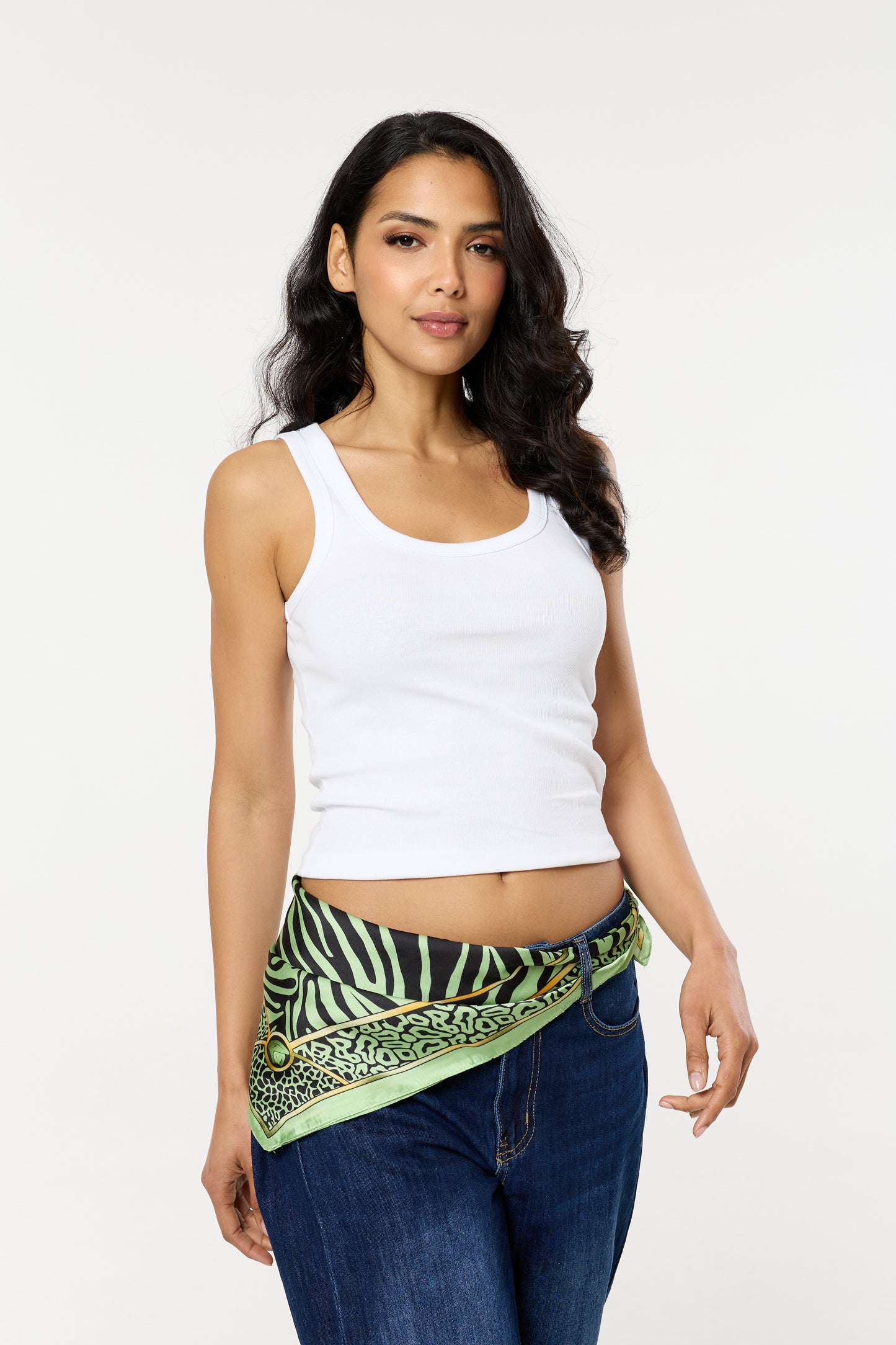 
                  
                    Green Animal Print Satin Scarf
                  
                