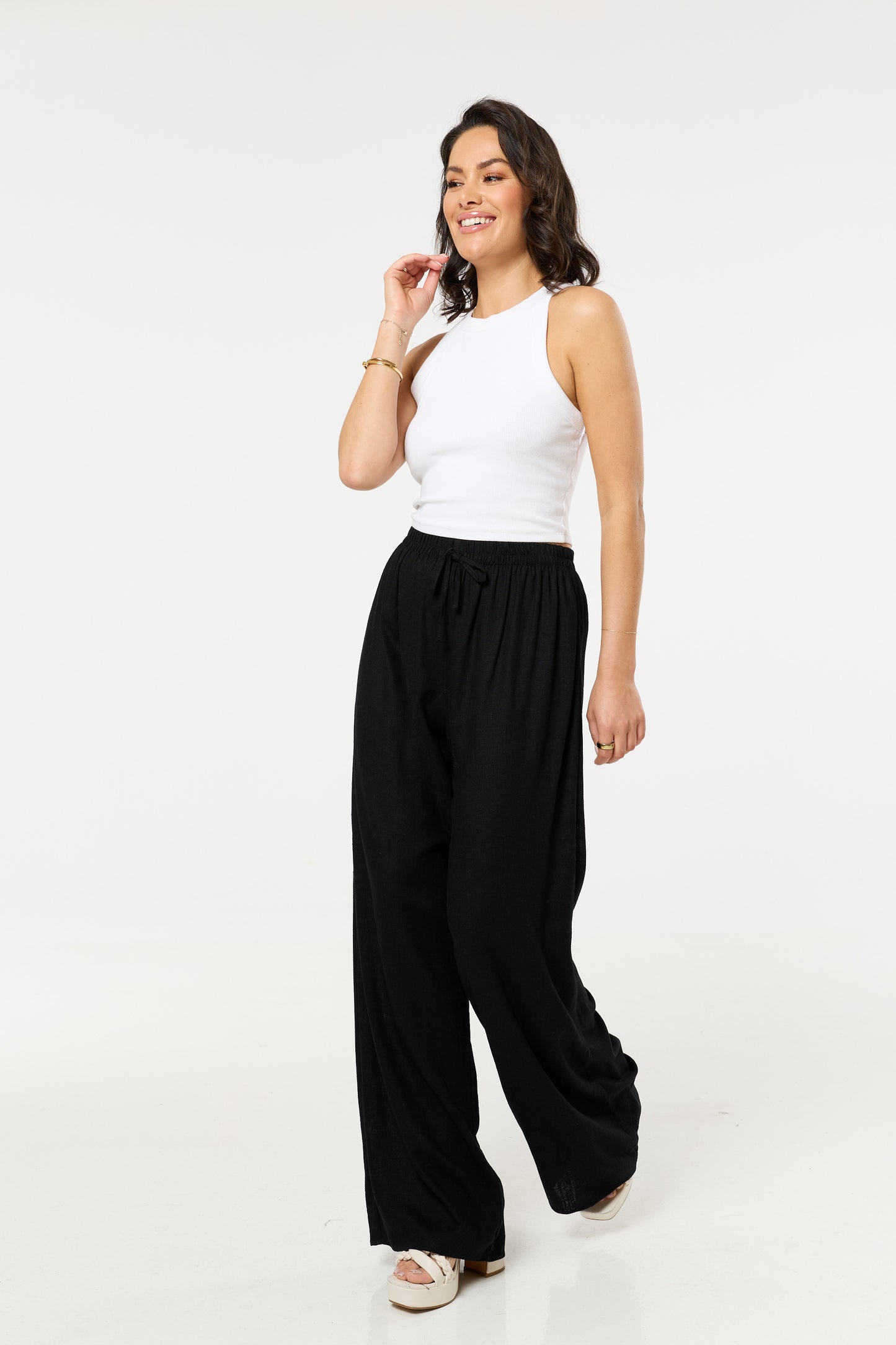 
                  
                    Black Linen Relaxed Fit Trousers
                  
                