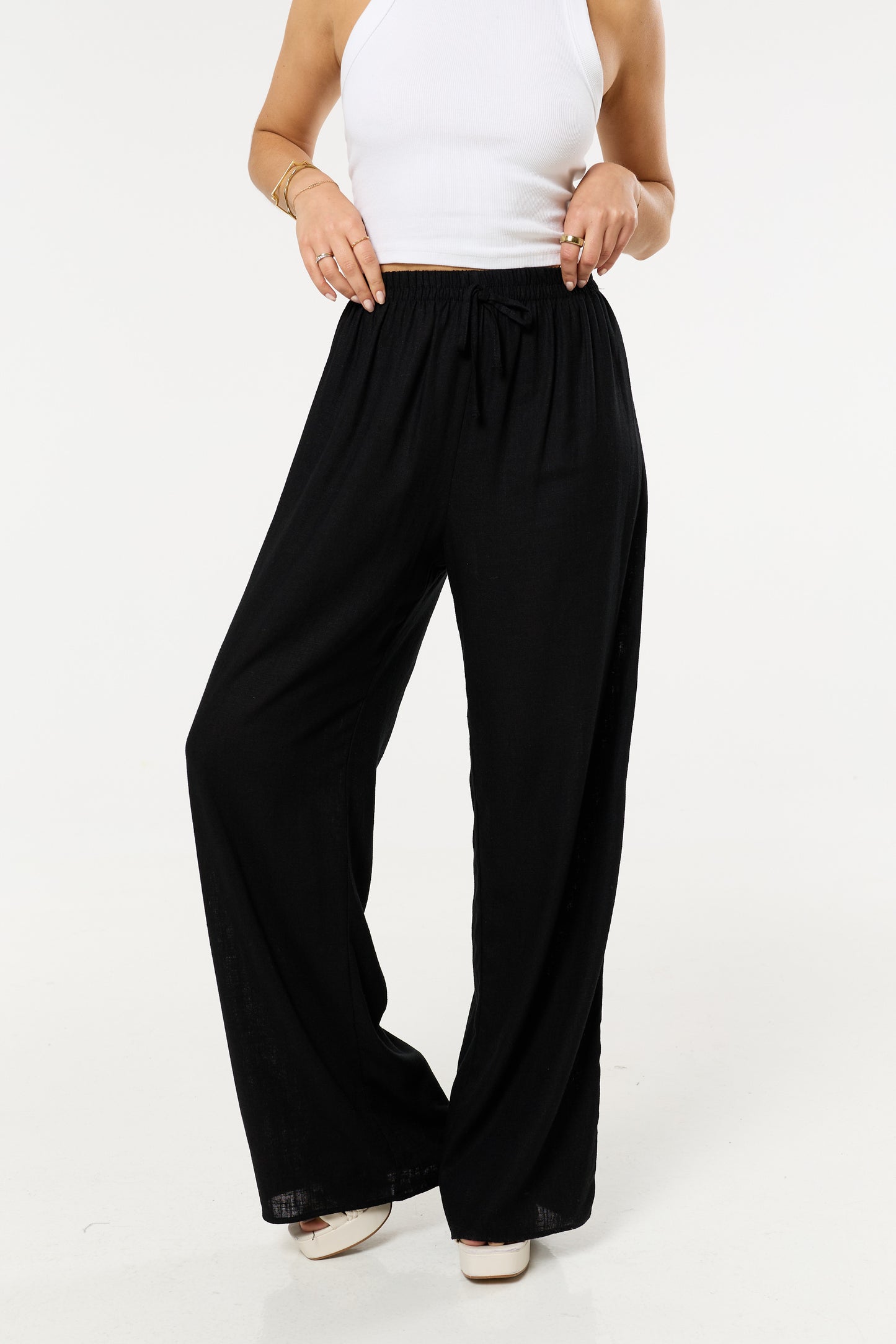 
                  
                    Black Linen Relaxed Fit Trousers
                  
                
