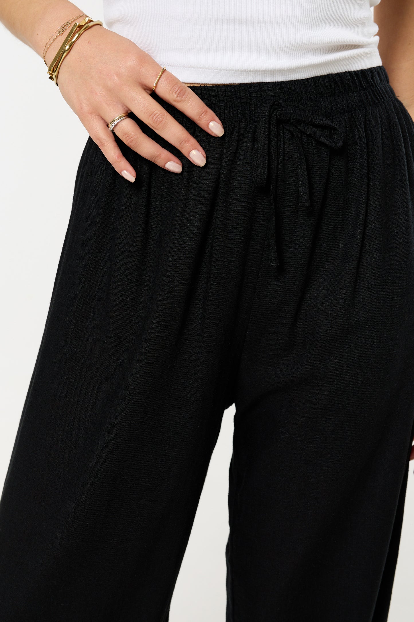 
                  
                    Black Linen Relaxed Fit Trousers
                  
                