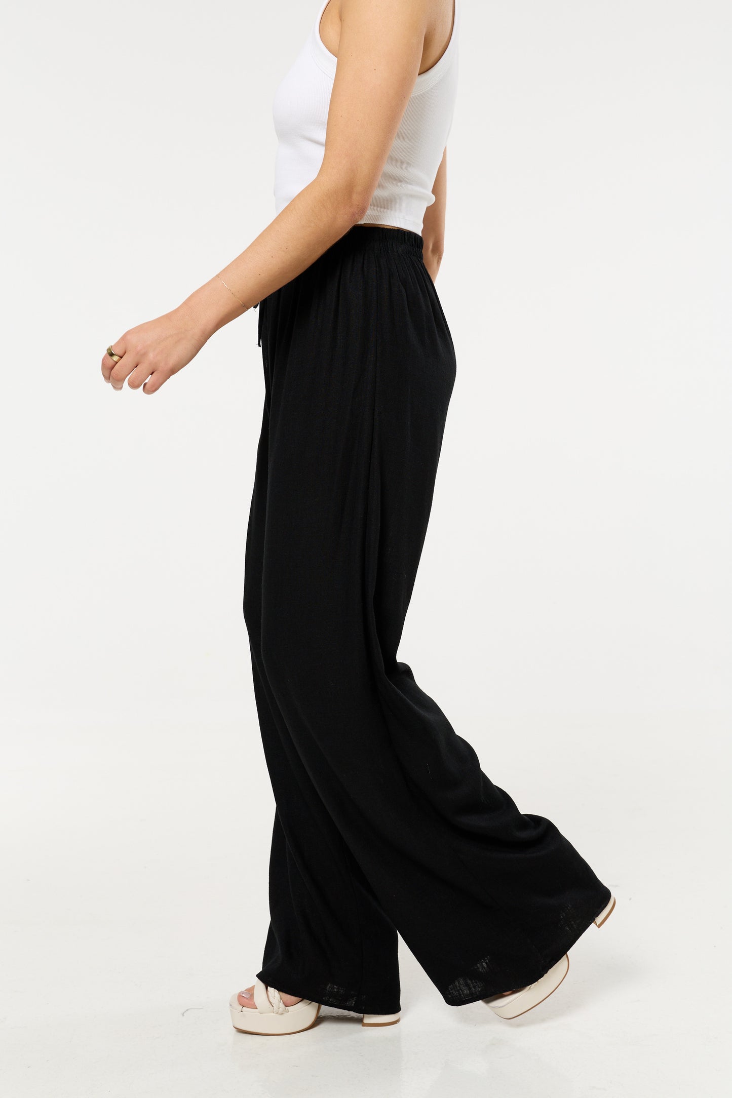 
                  
                    Black Linen Relaxed Fit Trousers
                  
                