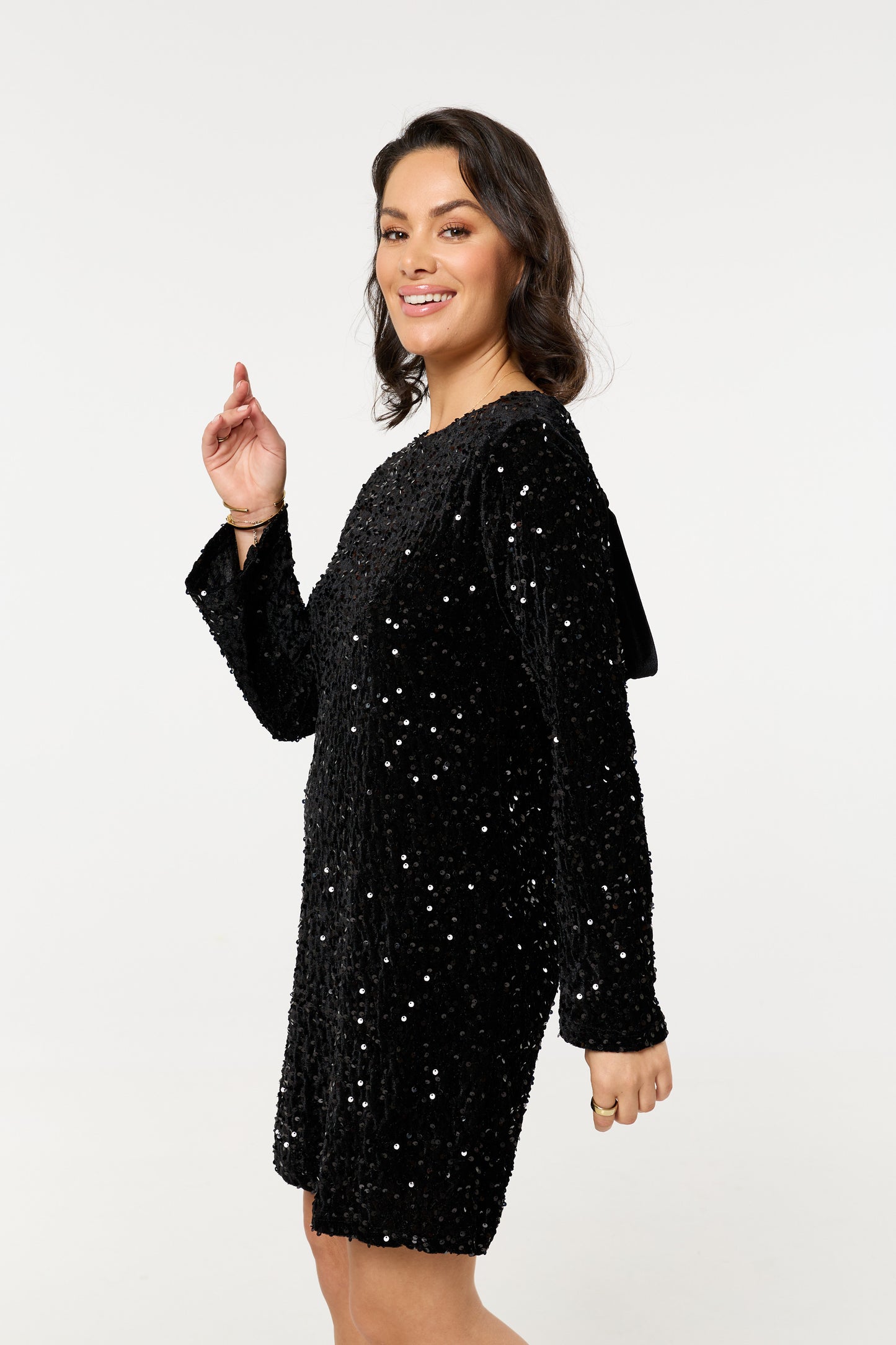 
                  
                    Black Sequin Long Sleeve Mini Dress
                  
                