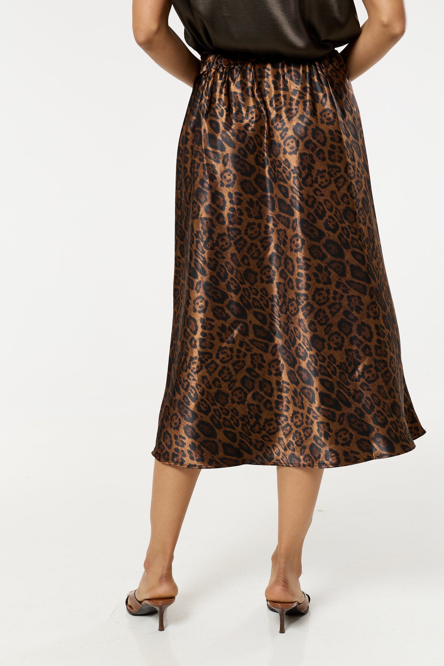 
                  
                    Leopard Print Satin Midi Skirt
                  
                