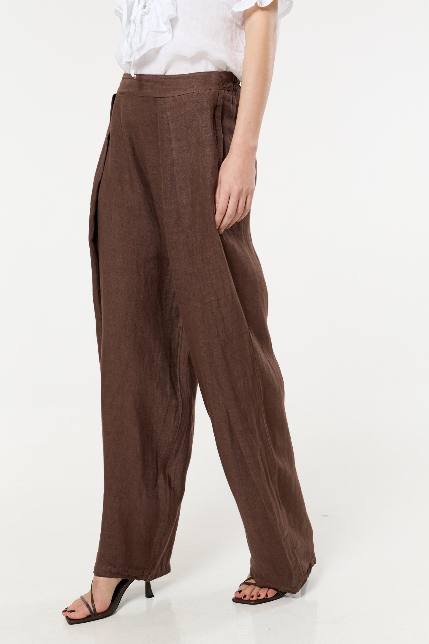 
                  
                    Brown Linen Wide Leg Trousers
                  
                