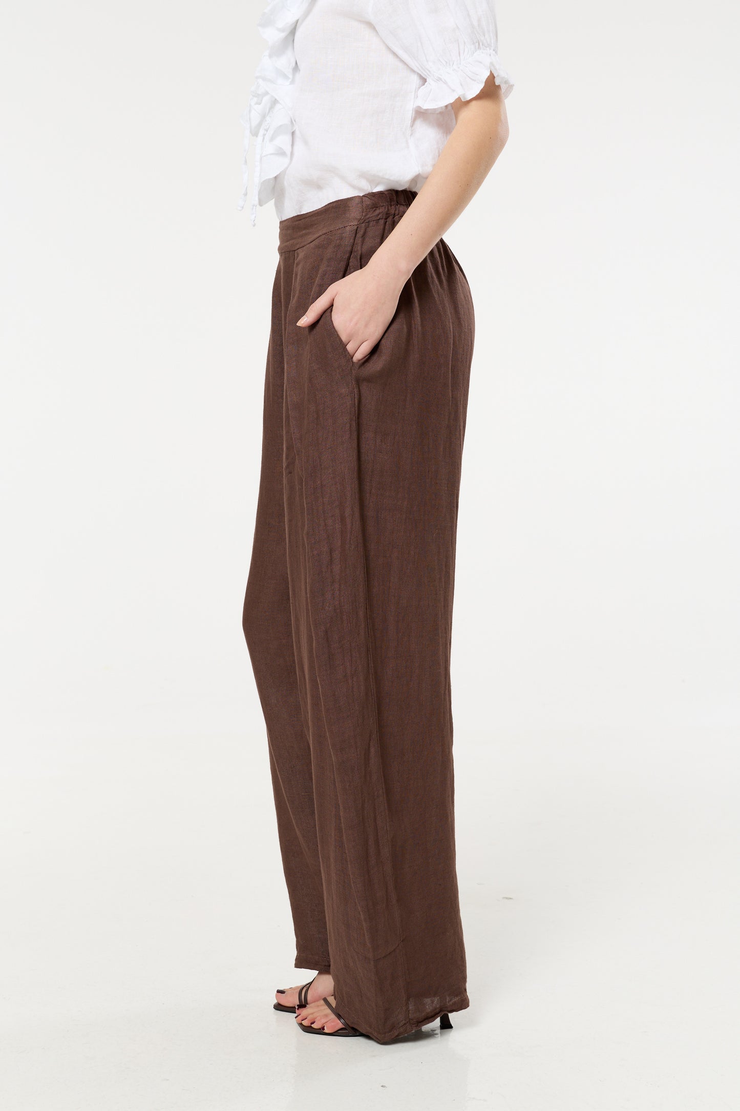 
                  
                    Brown Linen Wide Leg Trousers
                  
                