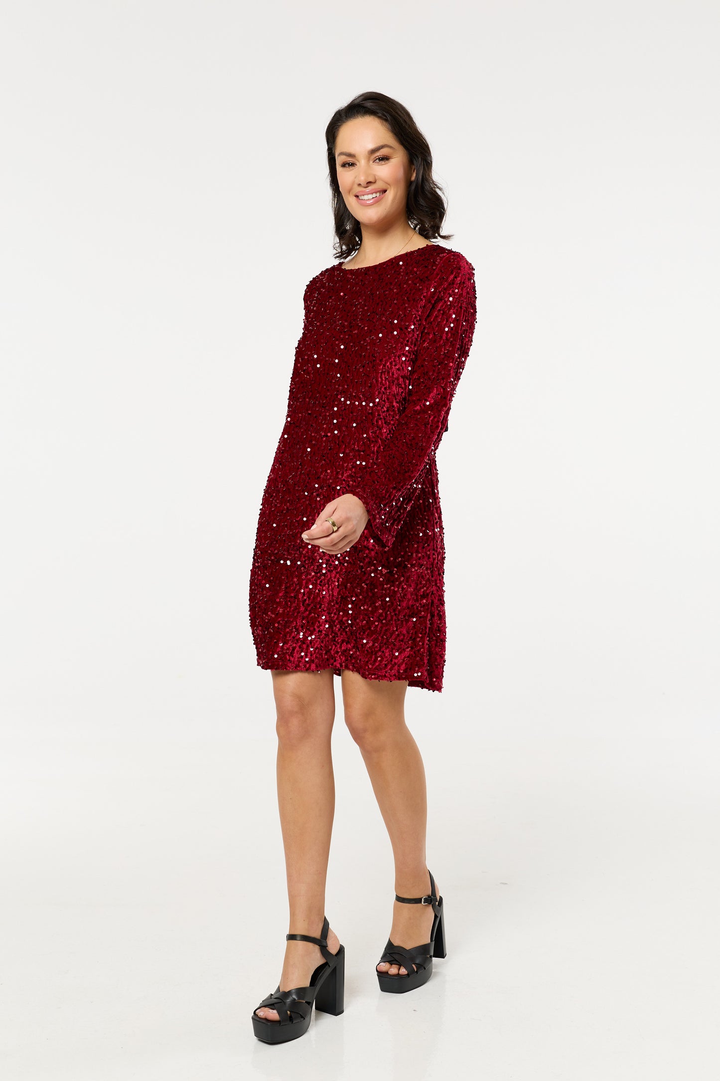 
                  
                    Red Sequin Long Sleeve Mini Dress
                  
                