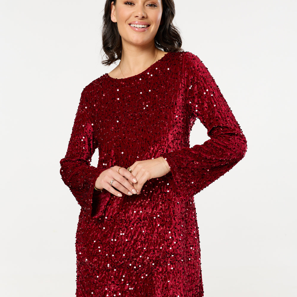 long sleeve red sequin mini dress – Liquorish Online Size:16 (AU) 95% polyester gab and kate Mermaid Evening Dresses 2026