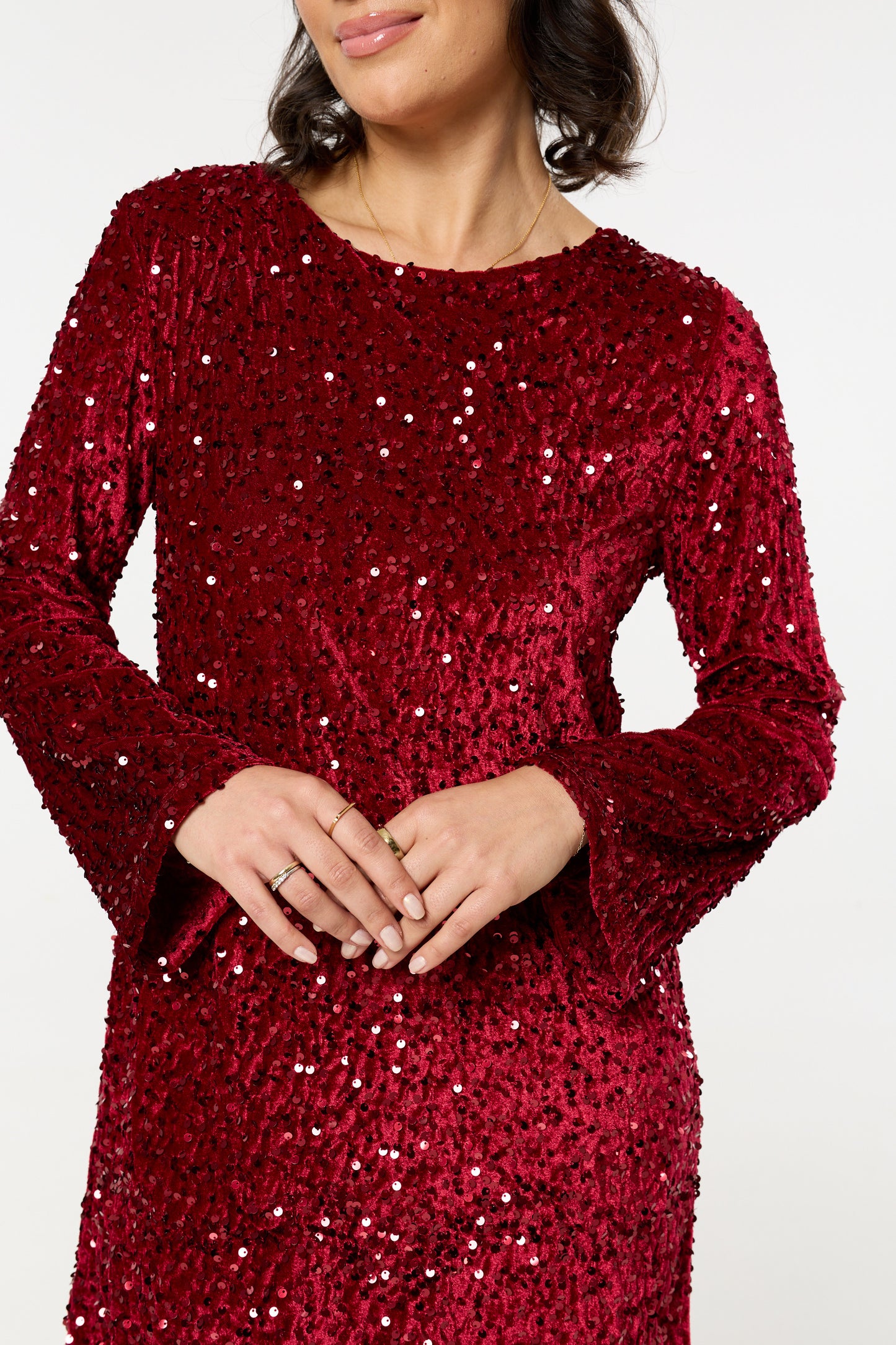 
                  
                    Red Sequin Long Sleeve Mini Dress
                  
                