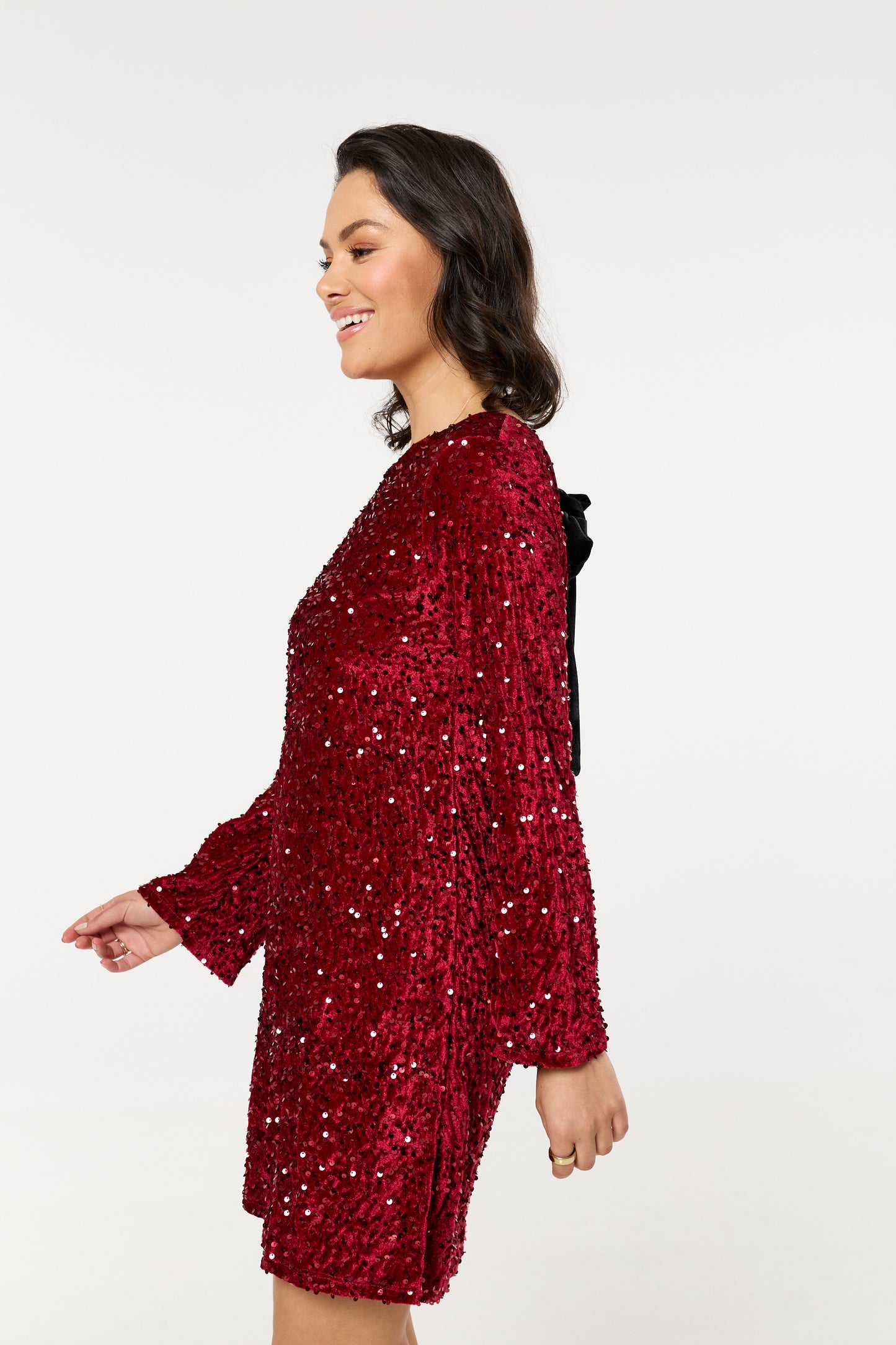
                  
                    Red Sequin Long Sleeve Mini Dress
                  
                