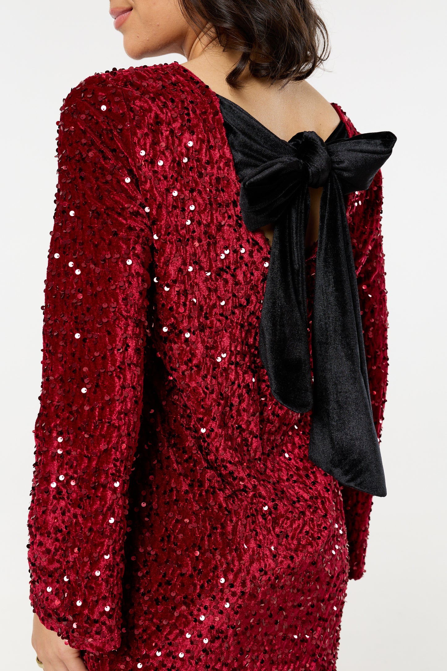 
                  
                    Red Sequin Long Sleeve Mini Dress
                  
                