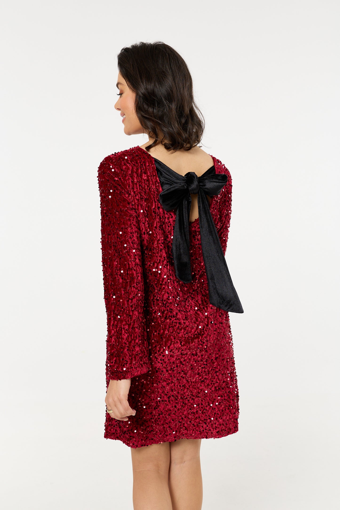 
                  
                    Red Sequin Long Sleeve Mini Dress
                  
                