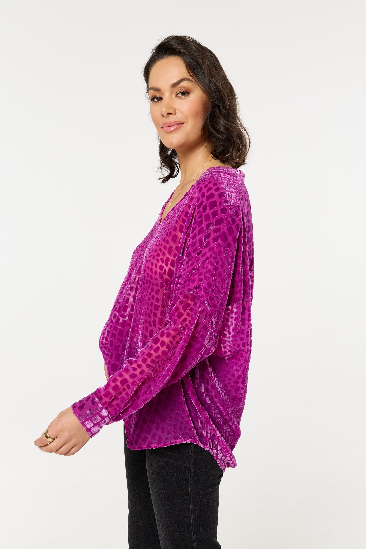 
                  
                    Pink Textured Relaxed Fit Blouse
                  
                