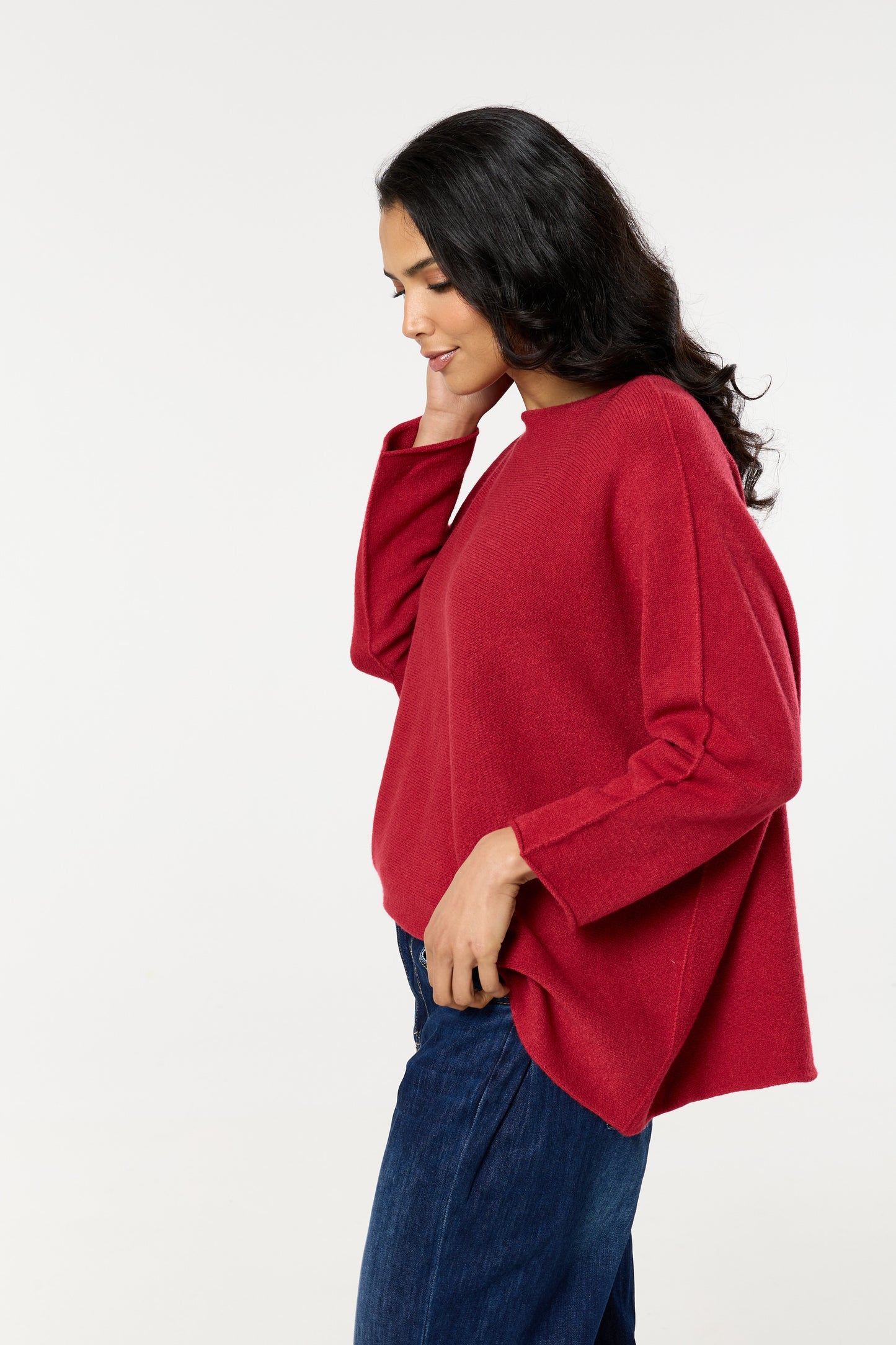 
                  
                    Burgundy Off Shoulder Relaxed Knit Jumper
                  
                