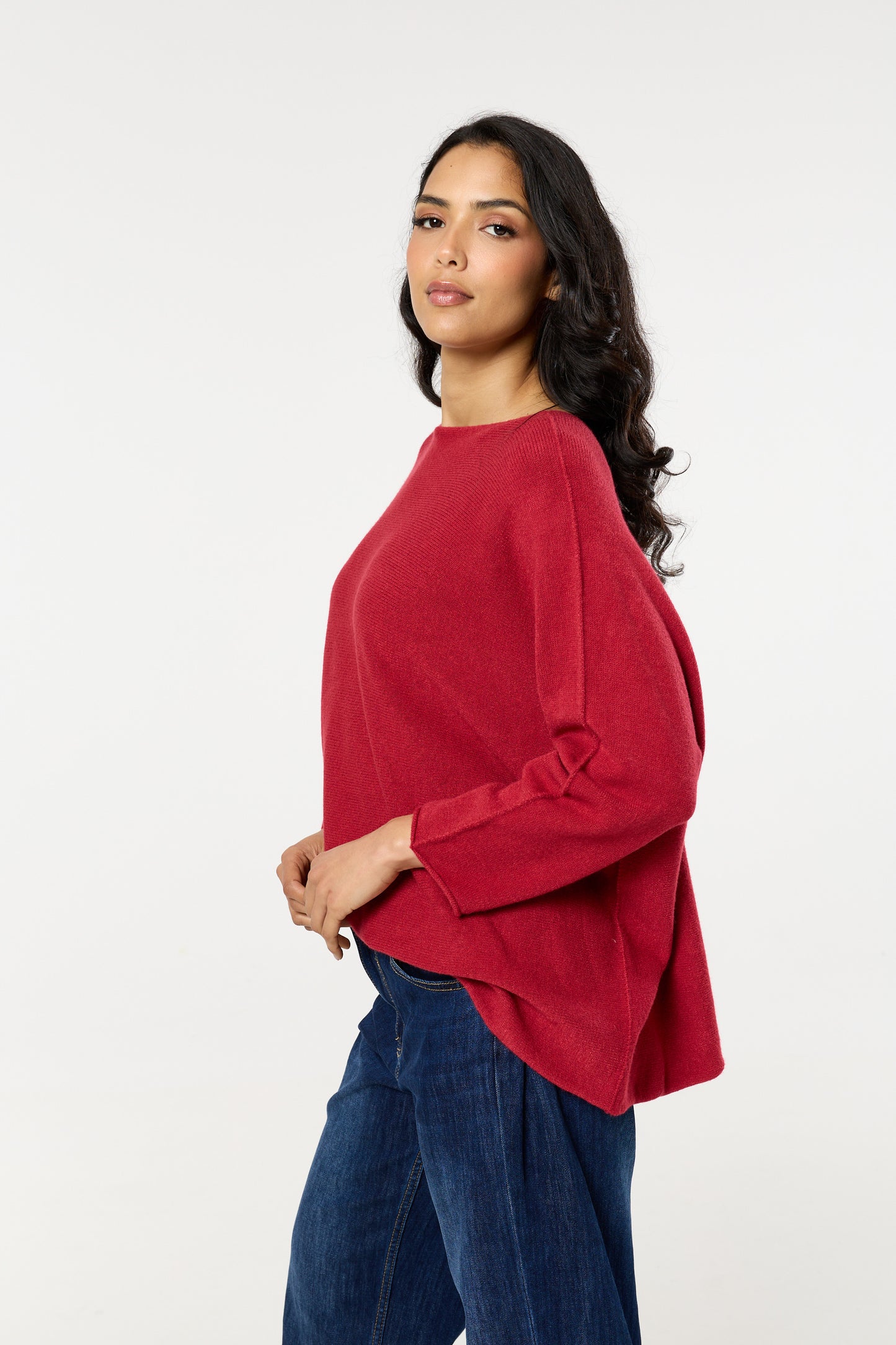 
                  
                    Burgundy Off Shoulder Relaxed Knit Jumper
                  
                