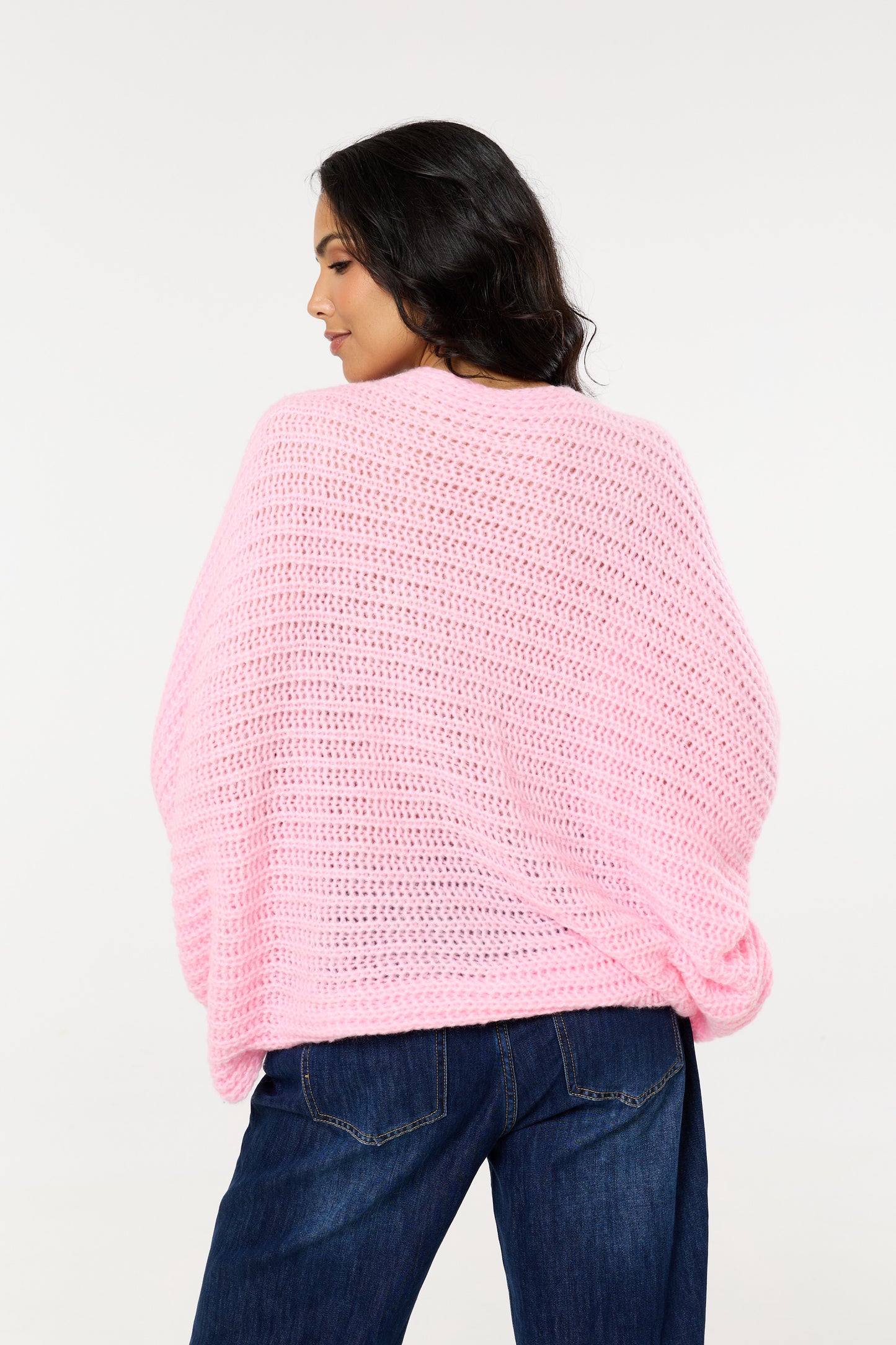 
                  
                    Pink Knot Front Wool Blend Oversized Knit Sweater
                  
                