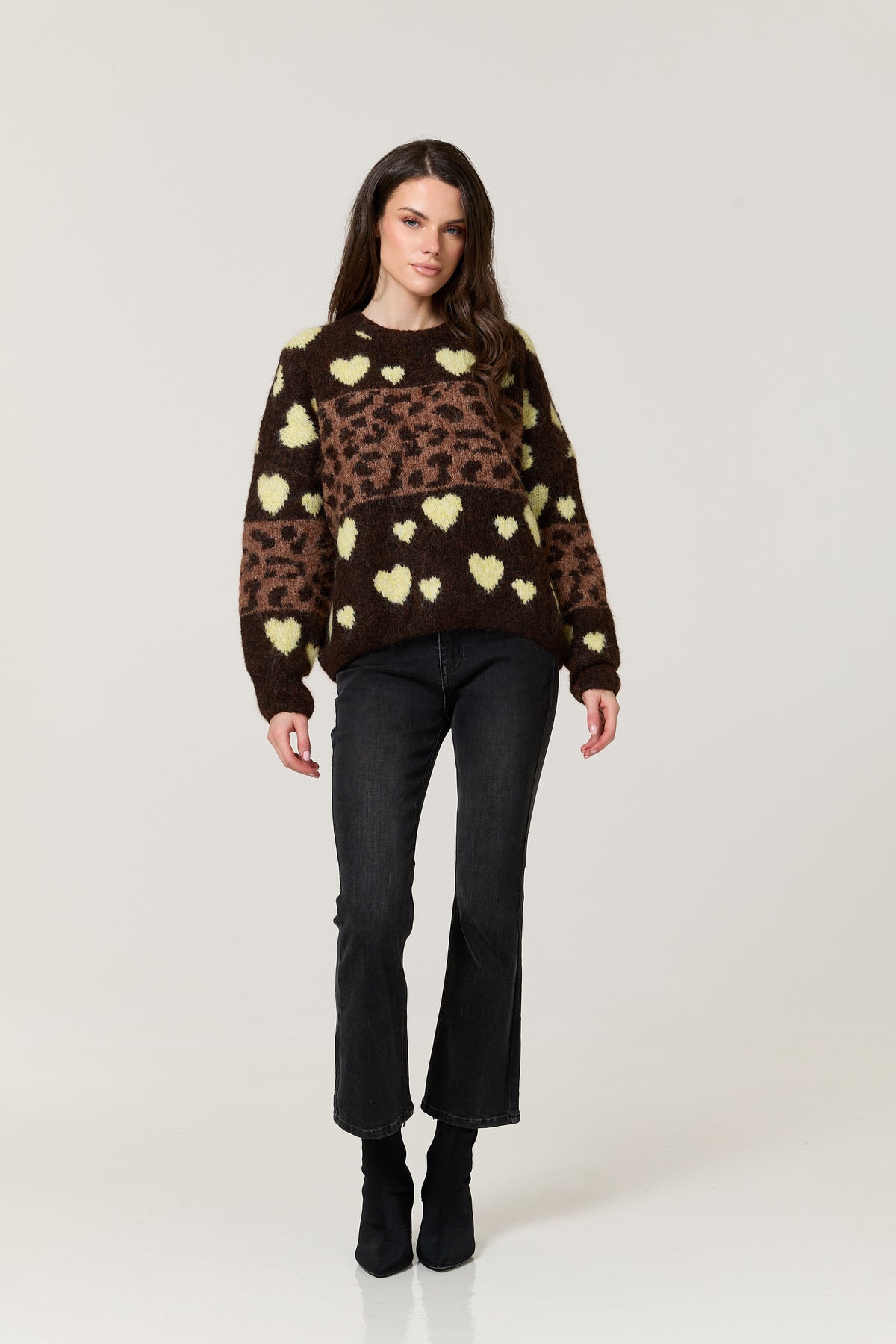 
                  
                    Heart Leopard Print Wool Blend Jumper
                  
                