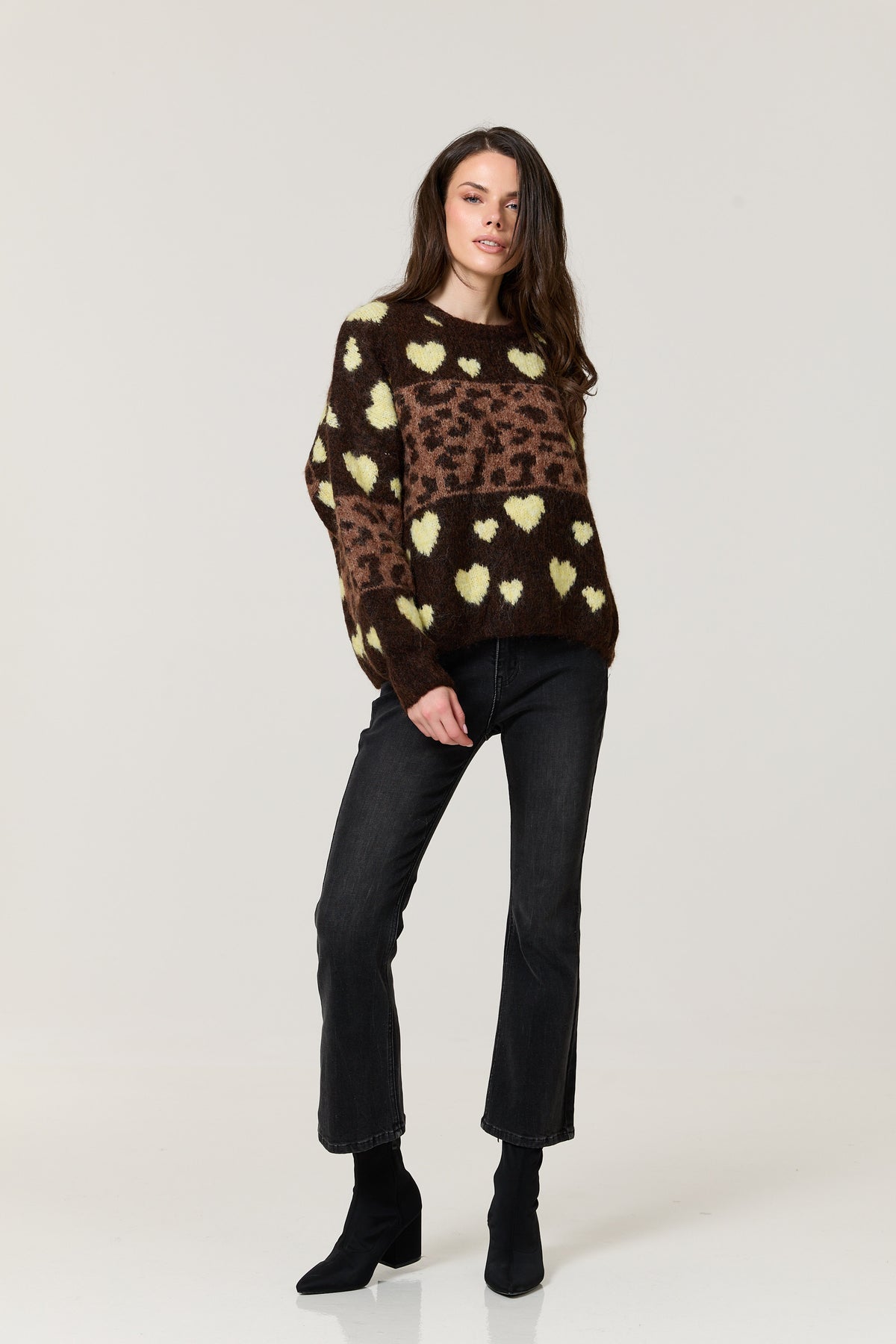 
                  
                    Heart Leopard Print Wool Blend Jumper
                  
                
