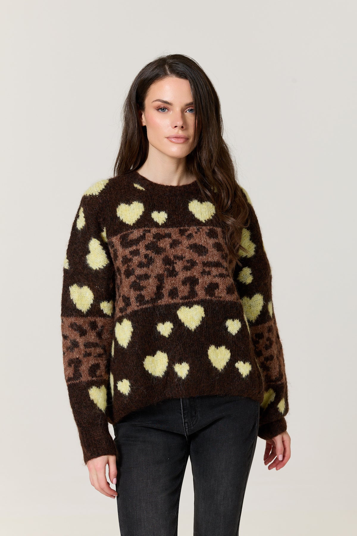 
                  
                    Heart Leopard Print Wool Blend Jumper
                  
                