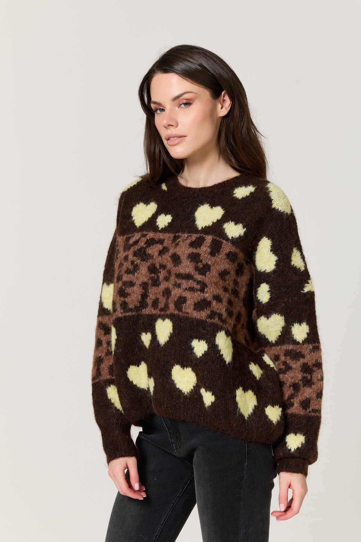 
                  
                    Heart Leopard Print Wool Blend Jumper
                  
                