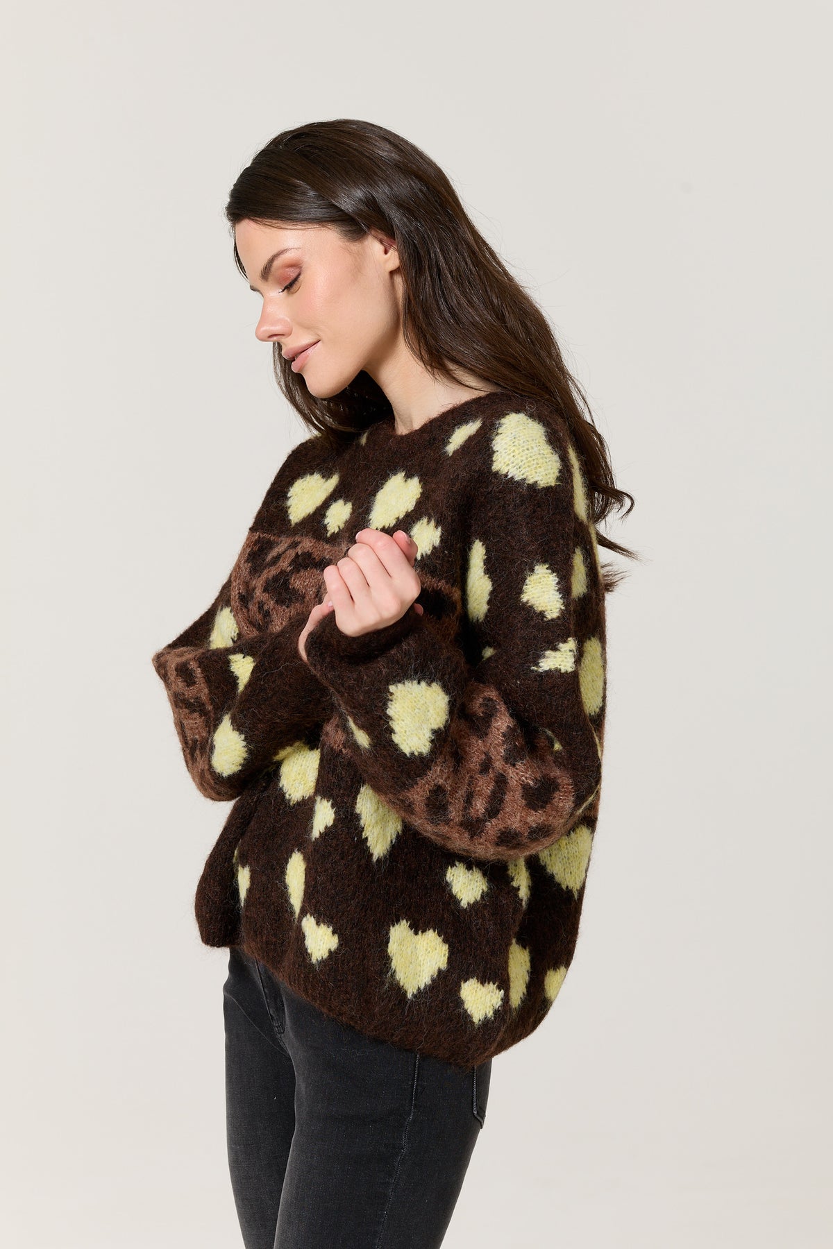 
                  
                    Heart Leopard Print Wool Blend Jumper
                  
                
