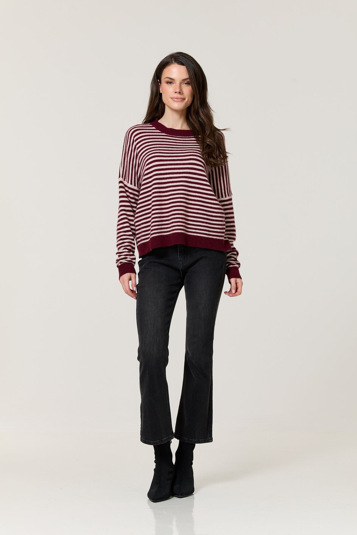 
                  
                    Burgundy Stripe Wool Cashmere Jumper
                  
                