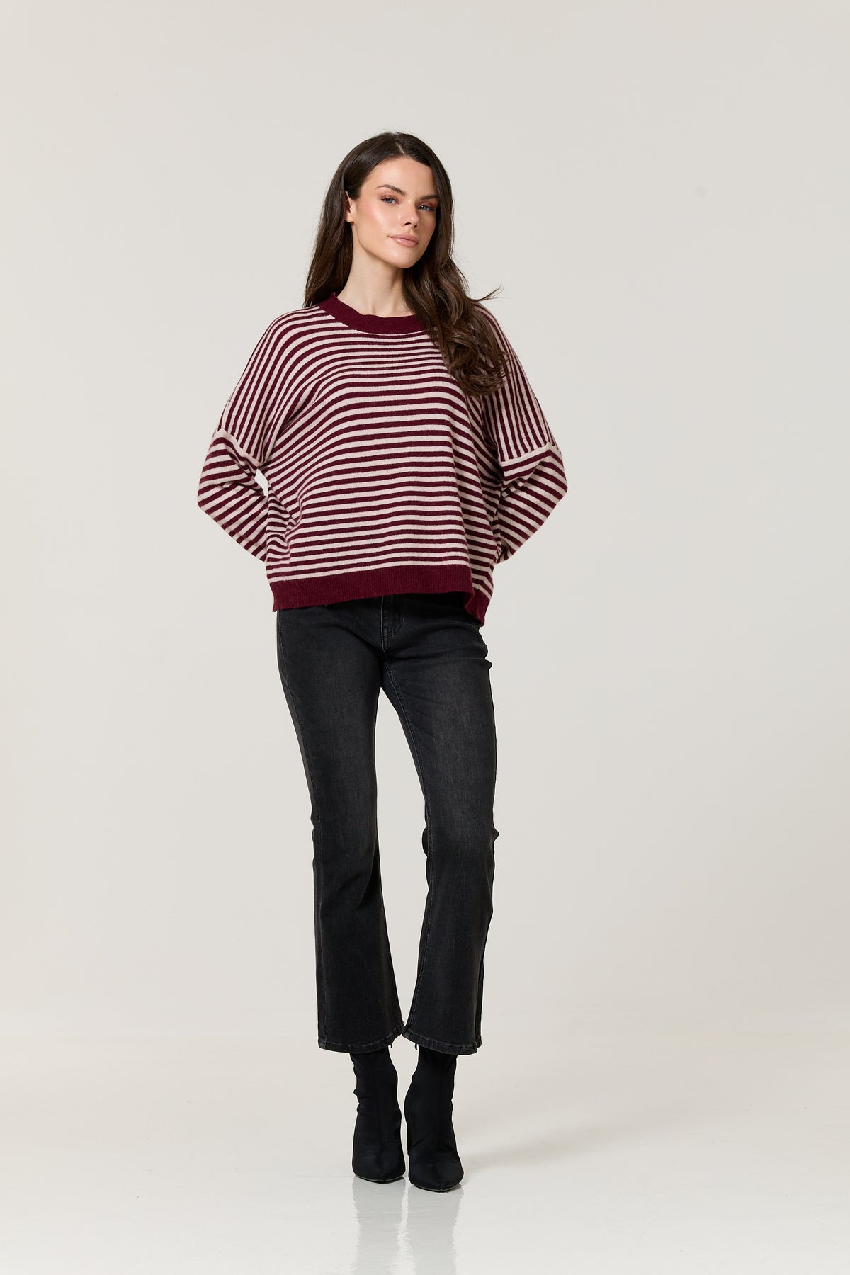 
                  
                    Burgundy Stripe Wool Cashmere Jumper
                  
                