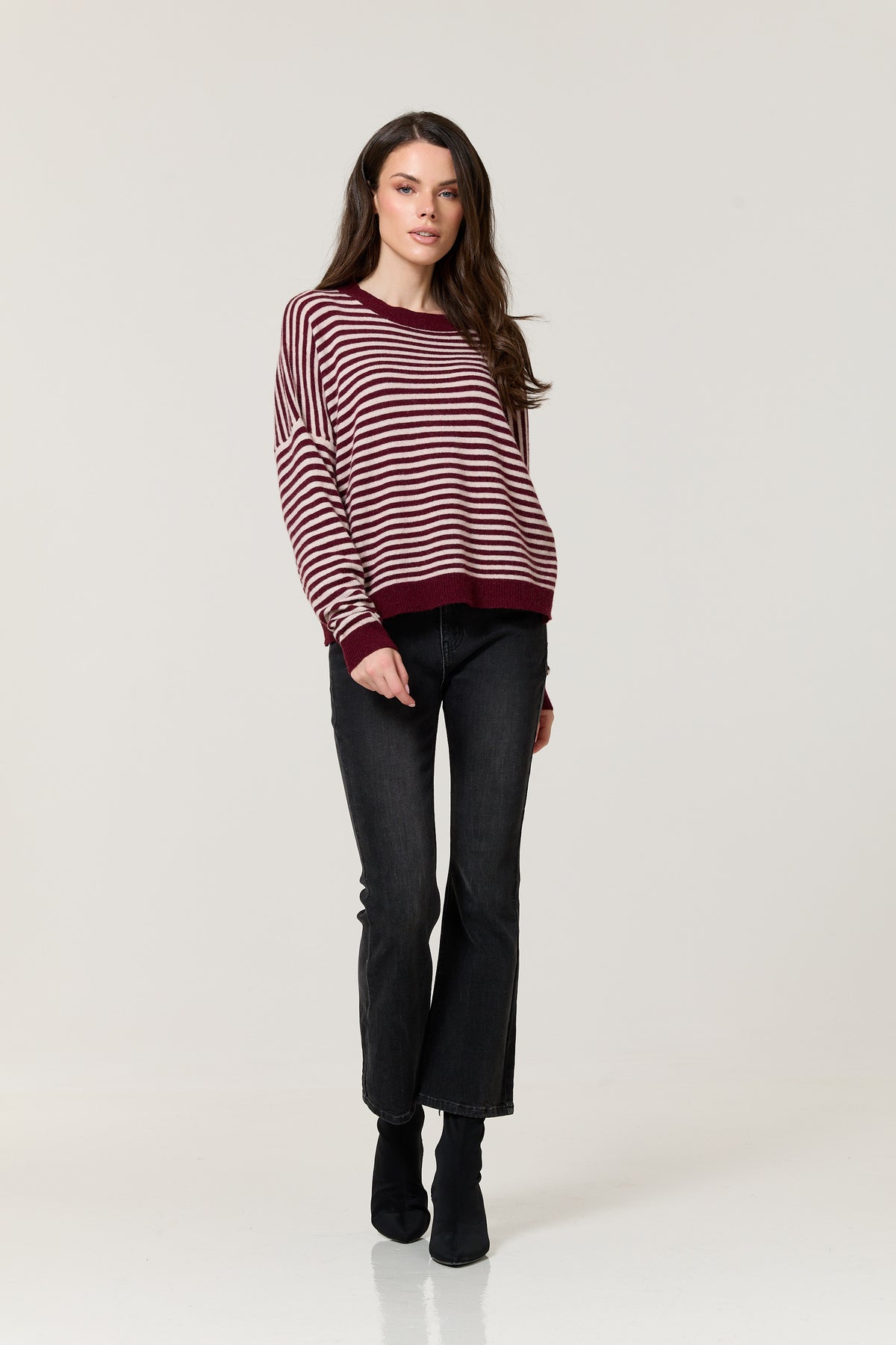 
                  
                    Burgundy Stripe Wool Cashmere Jumper
                  
                