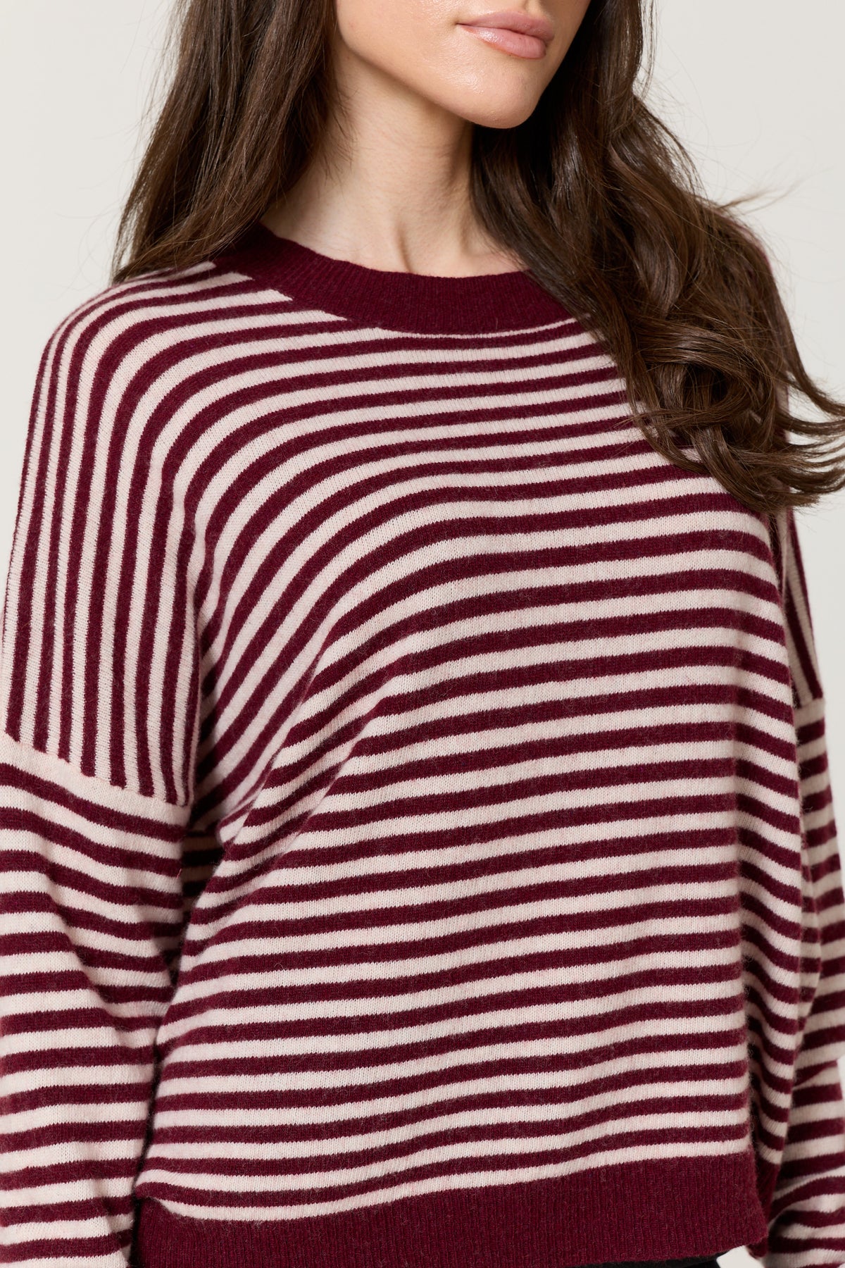 
                  
                    Burgundy Stripe Wool Cashmere Jumper
                  
                
