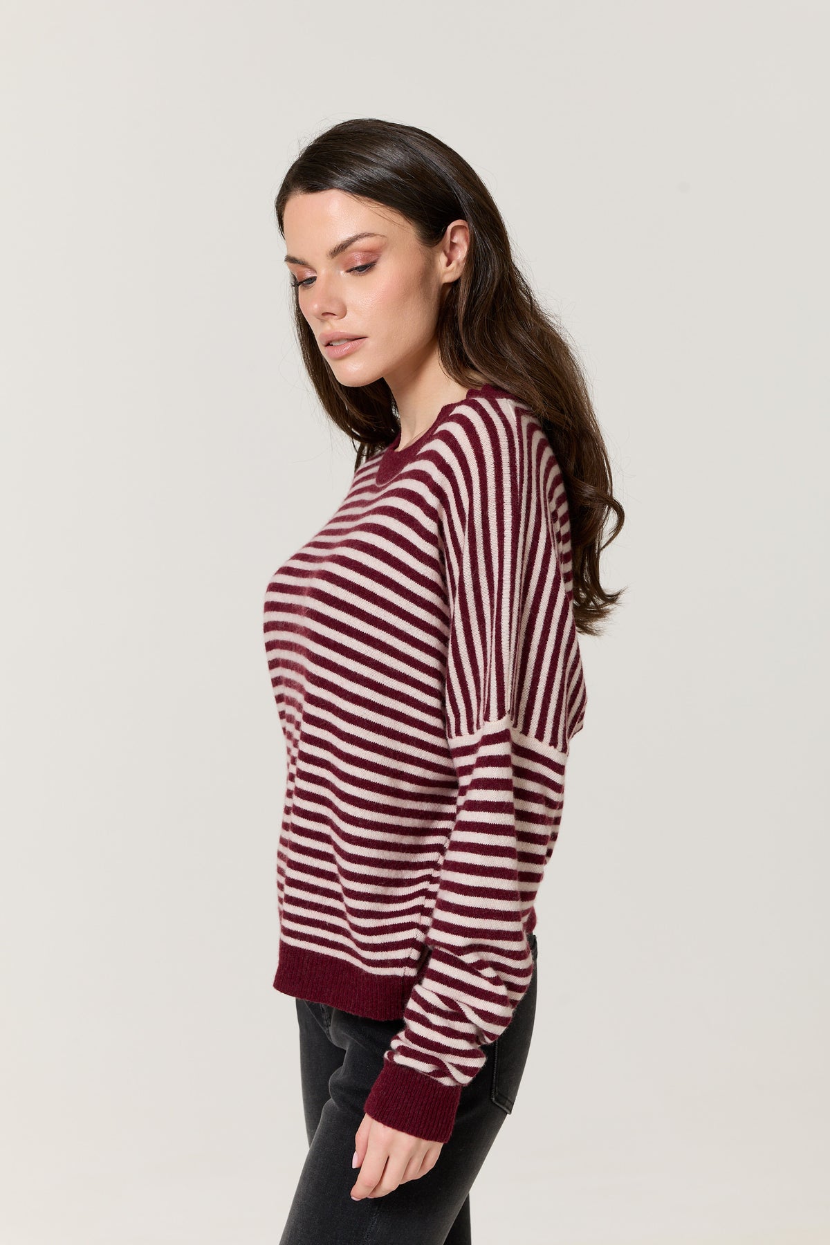 
                  
                    Burgundy Stripe Wool Cashmere Jumper
                  
                
