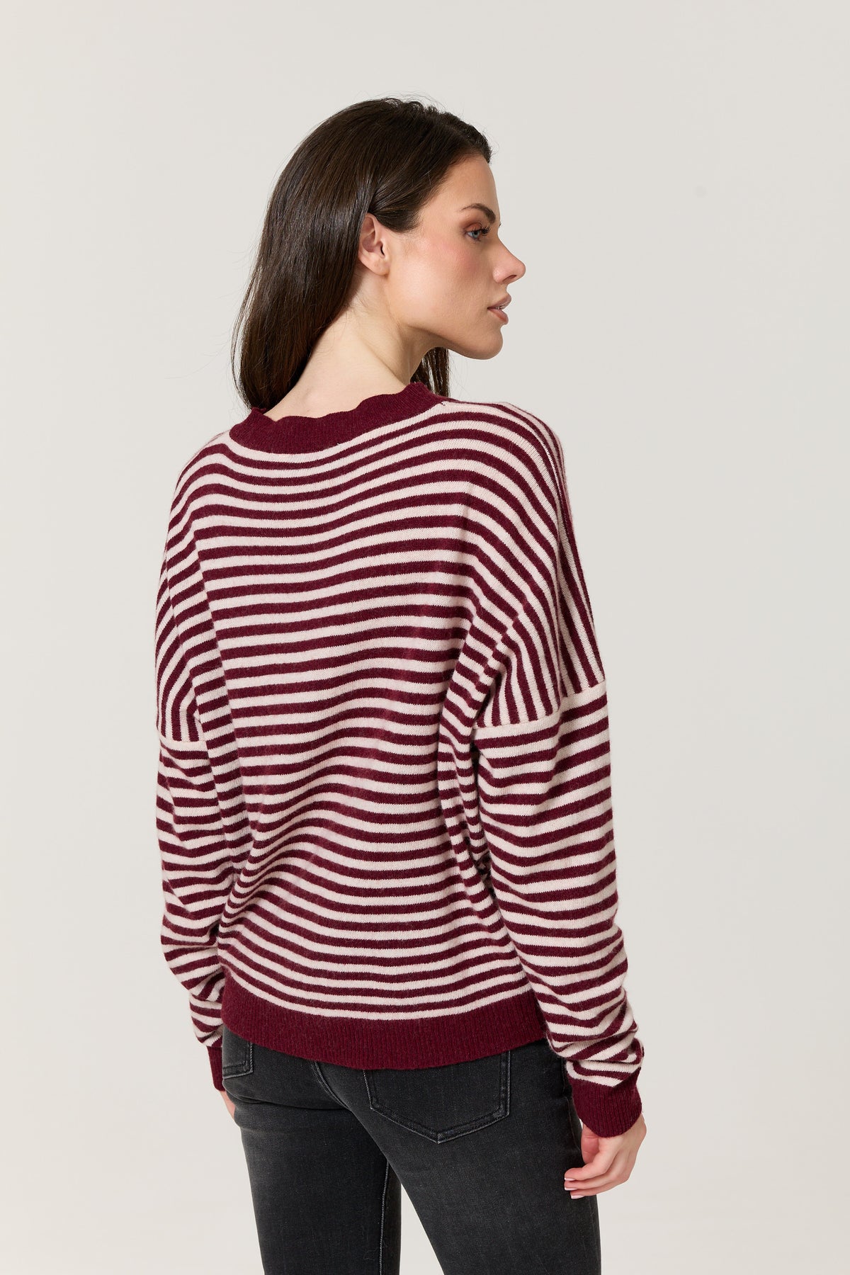 
                  
                    Burgundy Stripe Wool Cashmere Jumper
                  
                