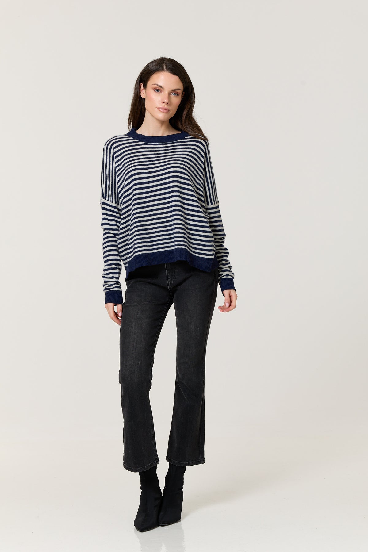 
                  
                    Navy Stripe Wool Cashmere Blend Jumper
                  
                