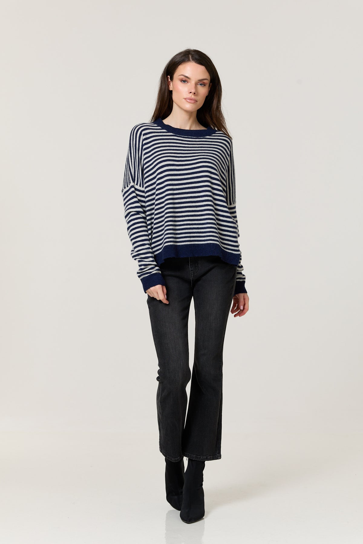 
                  
                    Navy Stripe Wool Cashmere Blend Jumper
                  
                