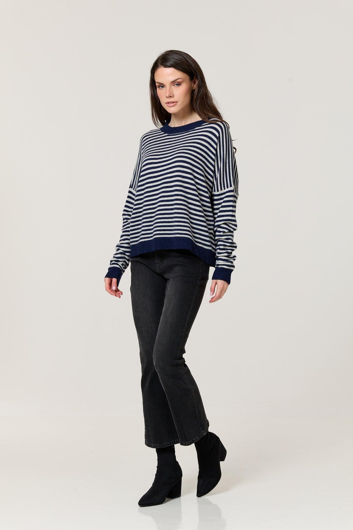 
                  
                    Navy Stripe Wool Cashmere Blend Jumper
                  
                